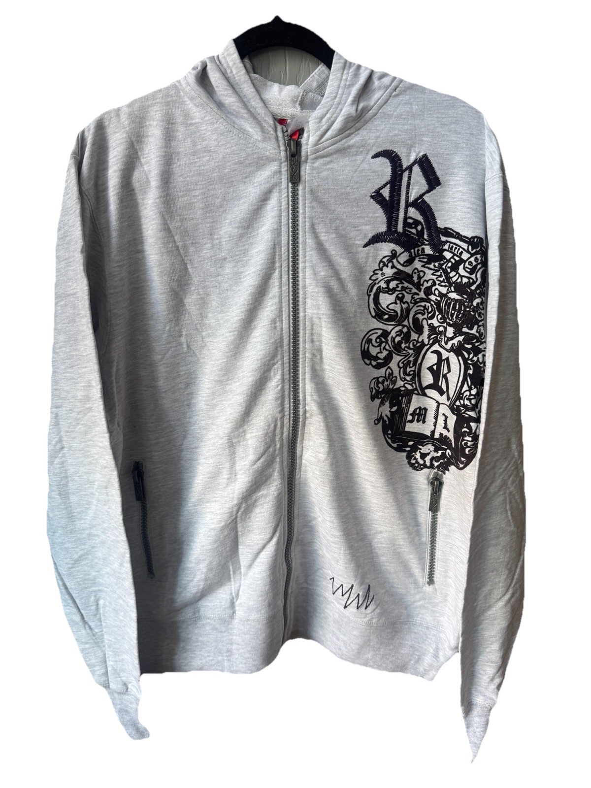 Rg 512 Sweatshirt Full Zip Xxl Skate Baggy Y2k Hip Hop Gray