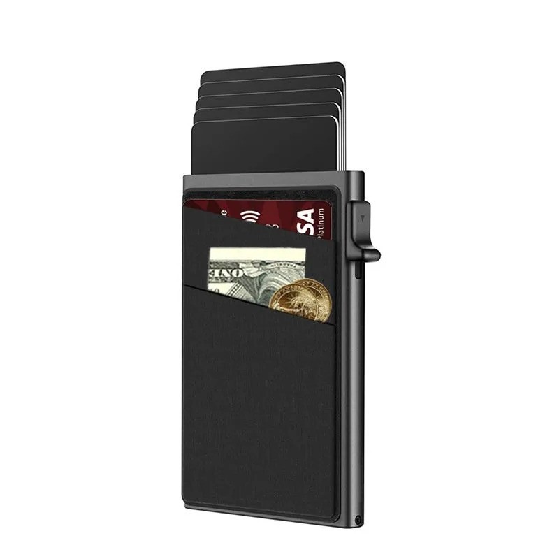 Slim RFID Blocking Pop Up Wallet for Men Card Holder Minimalist Metal Wallet
