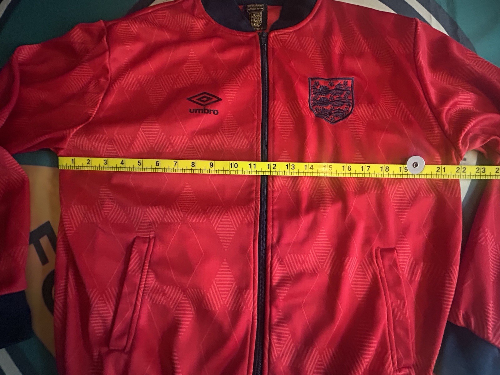 England Score Draw 1990 Red Track Jacket Large Men’s Retro Cool Top Red LGE
