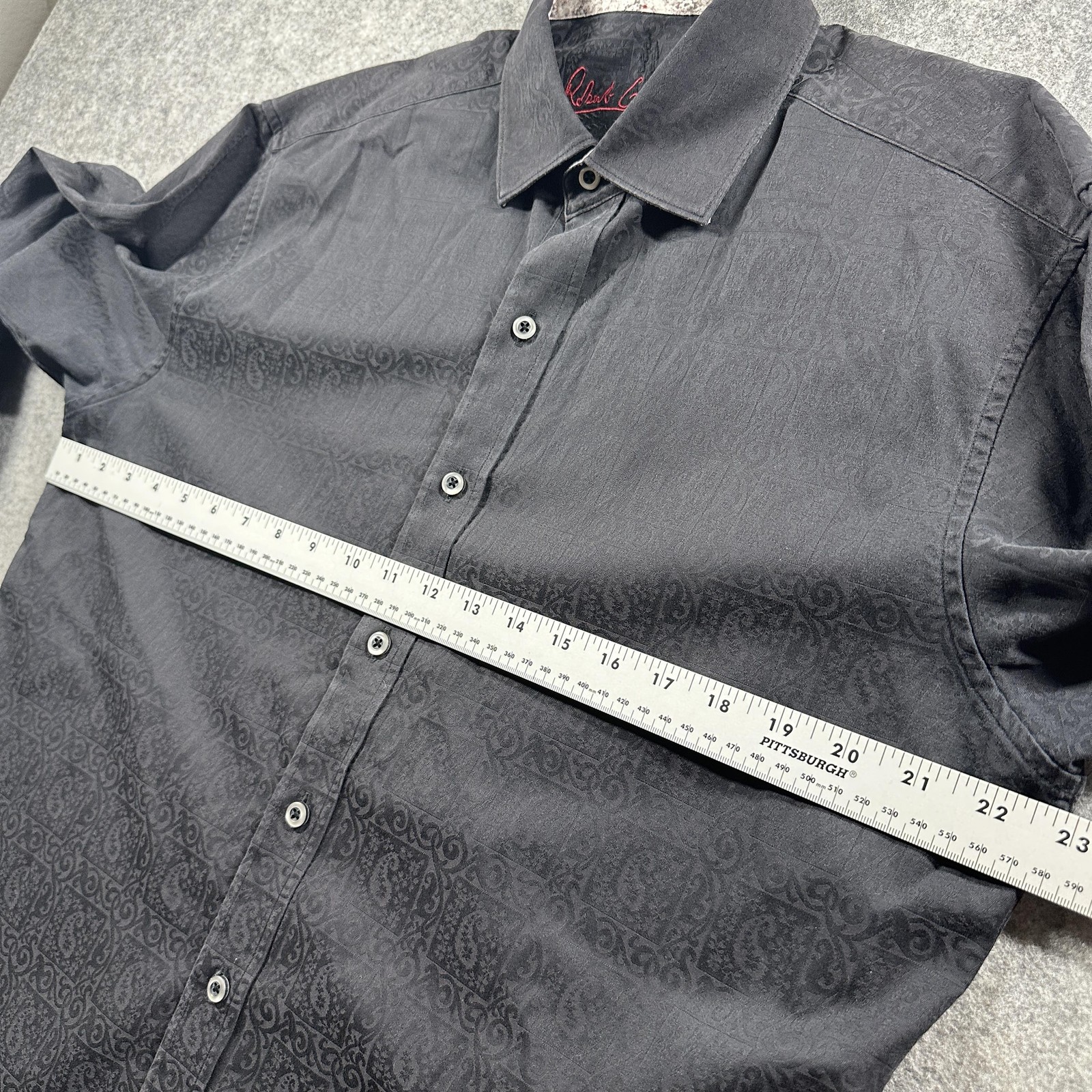 Robert Graham Shirt Mens Large Black Long Sleeve Button Down Tonal Jacquard