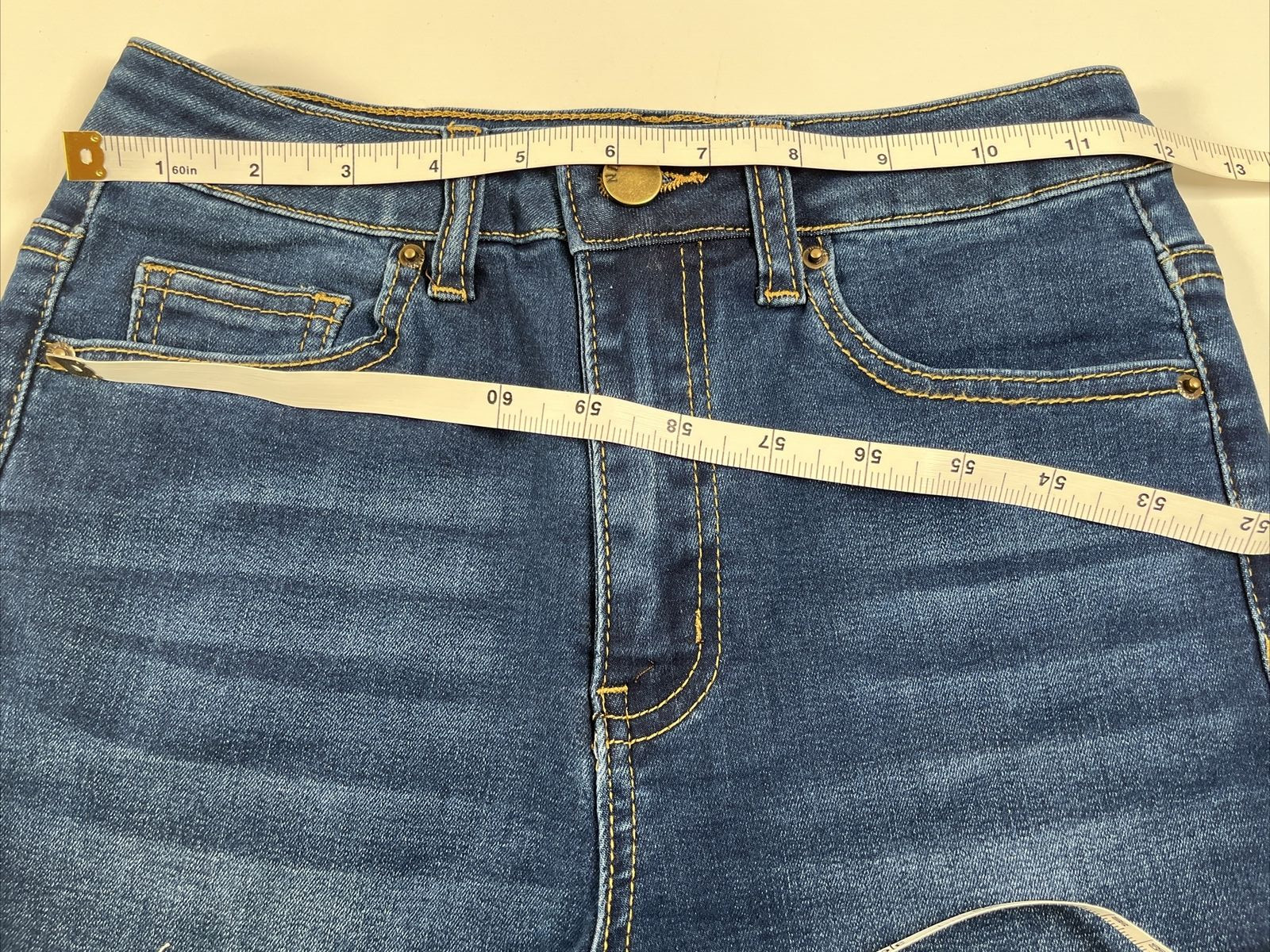 Shein Zipper Fly Cuffed Hem Denim Shorts Dark Wash Size XS (2)