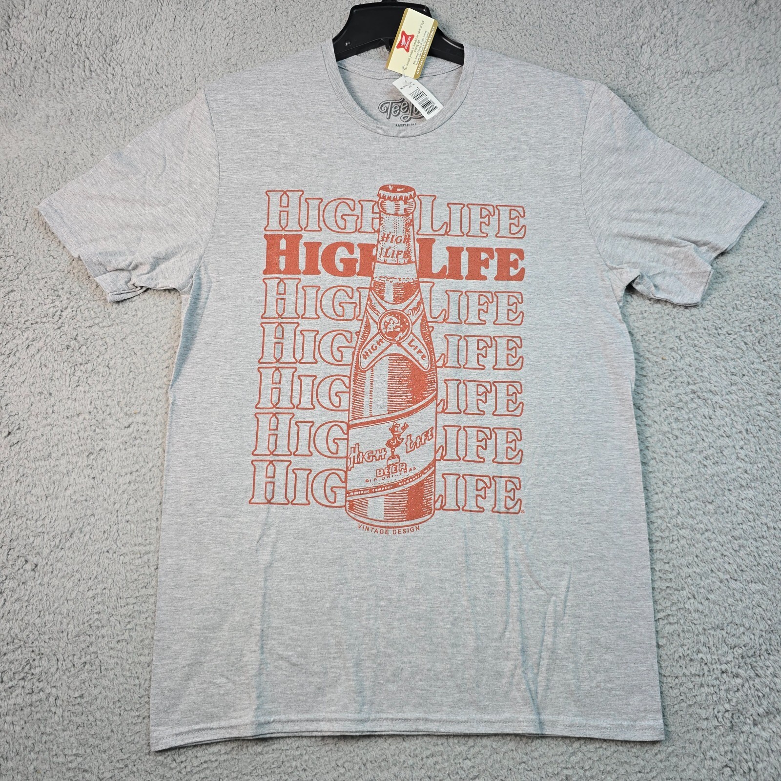 Miller High Life Beer Shirt Mens Medium Gray Brew Vintage Label Draft Biker NWT