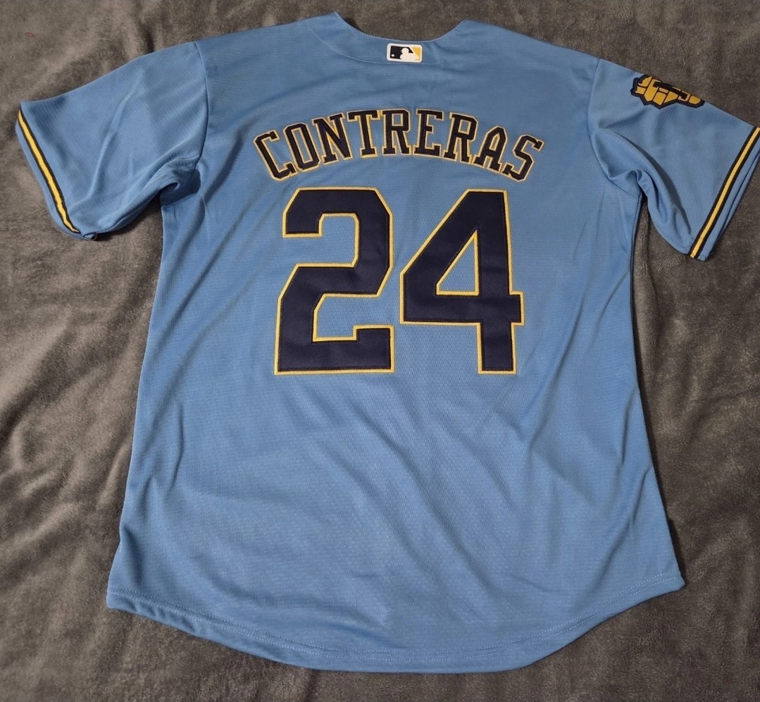 Fast Free Shipping! XL William Contreras Milwaukee Brewers Stitched Jersey