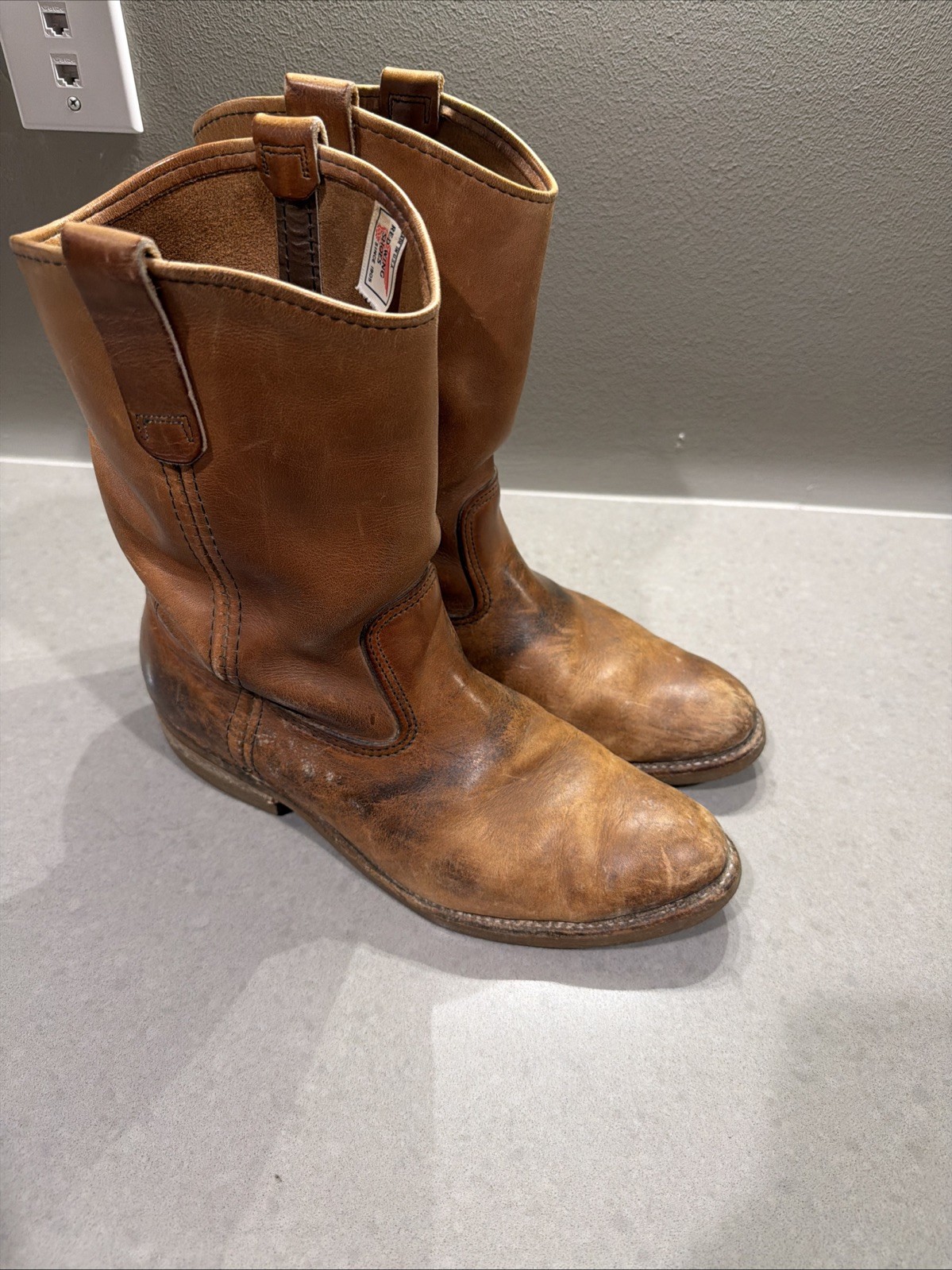 Red Wing Pecos Nailseat 1090 Brown Leather Pull on Roper Work BOOTS 9.5C