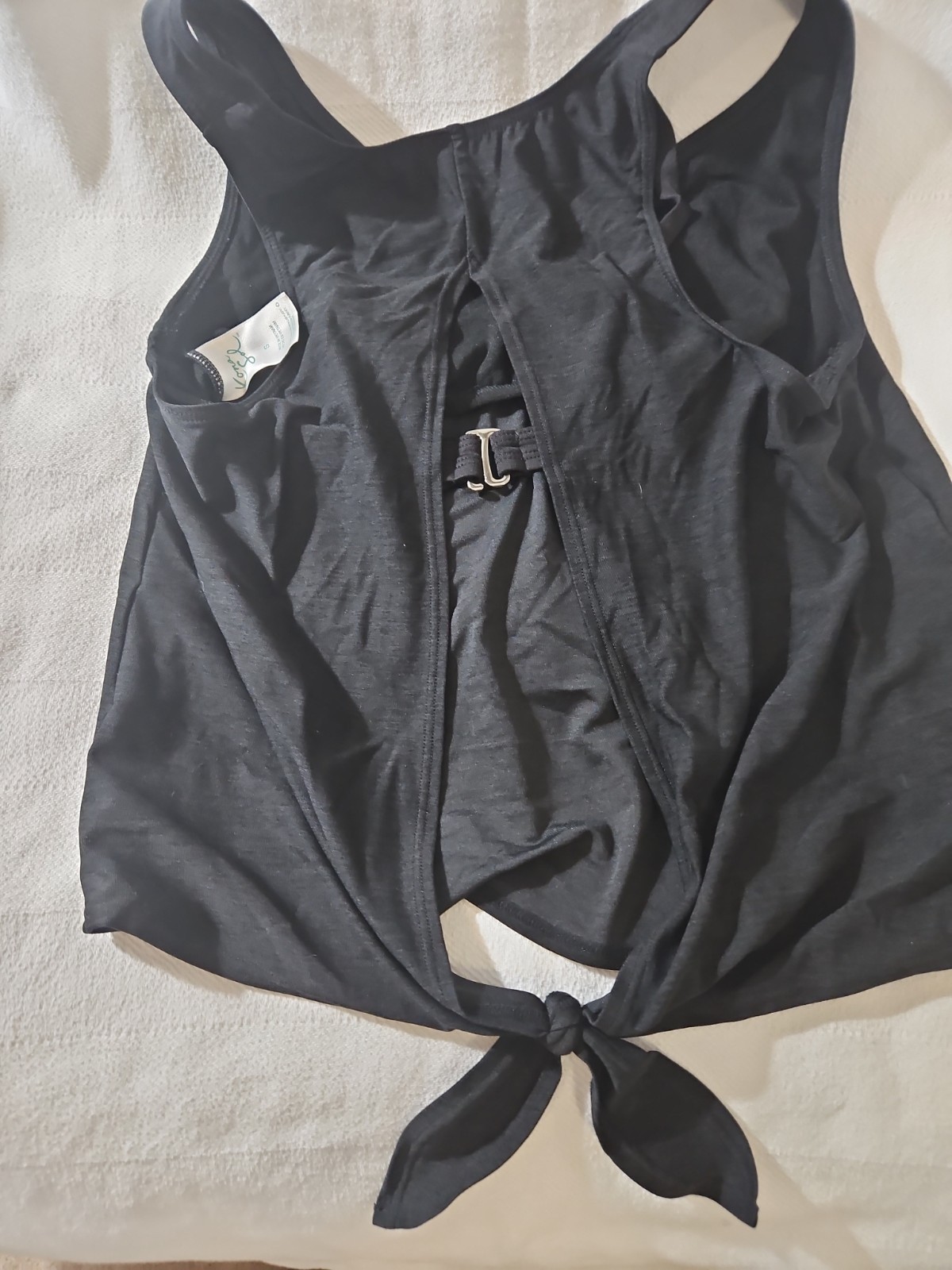 Kona Sol Black Tie-Back Active Tank or Swim Top Women’s Size Small