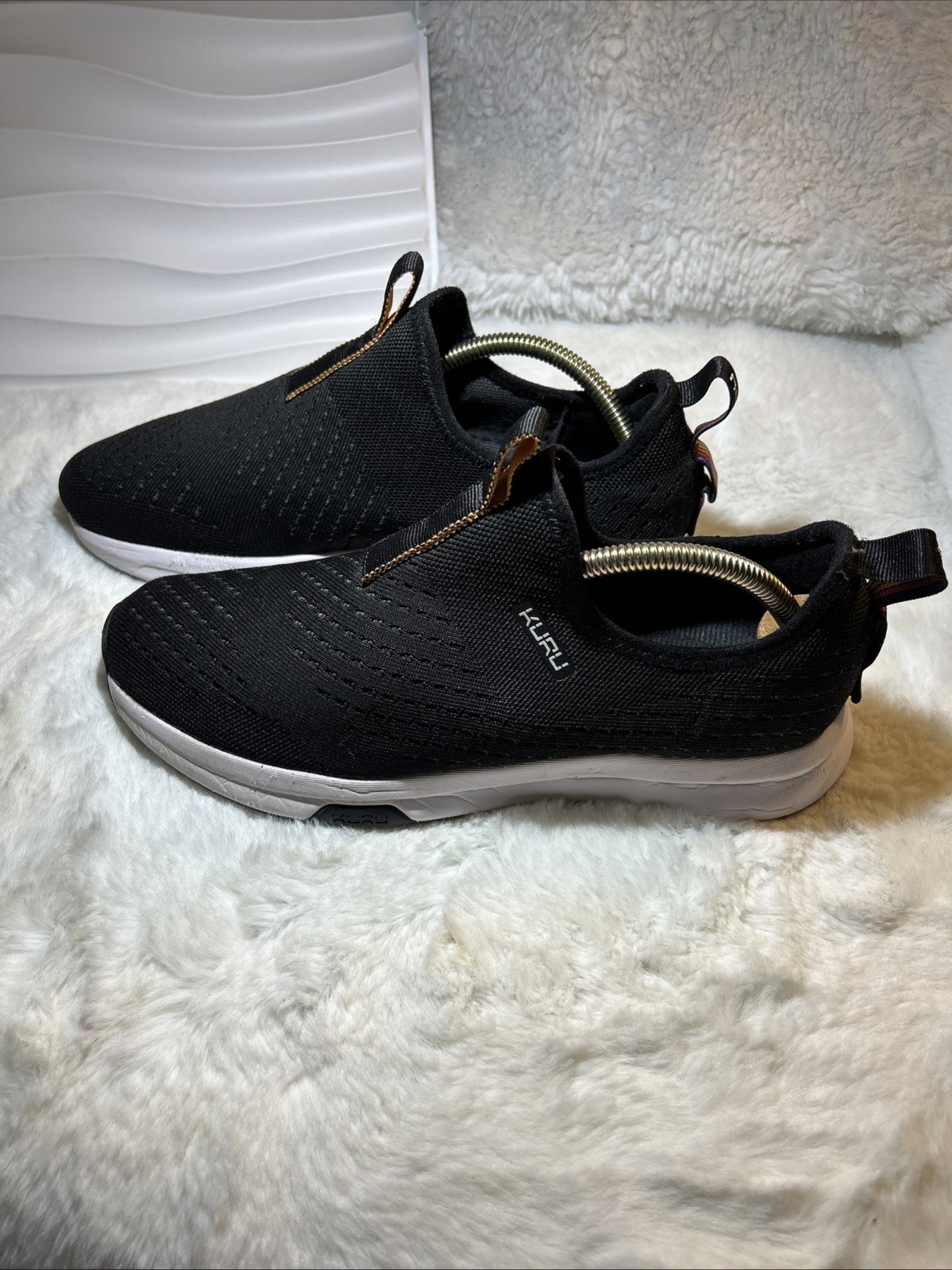 Kuru Atom Slip On Womens Size 10 Black White Athletic Walking Shoes Sneakers