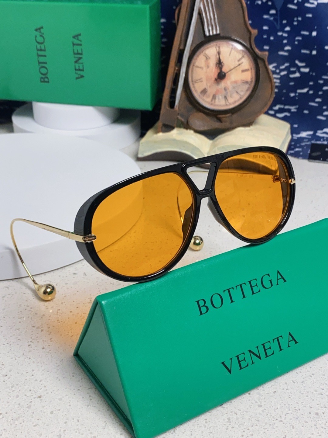Bottega Veneta BV1273S Sunglasses Black Frames orange Lenses 63-12-175