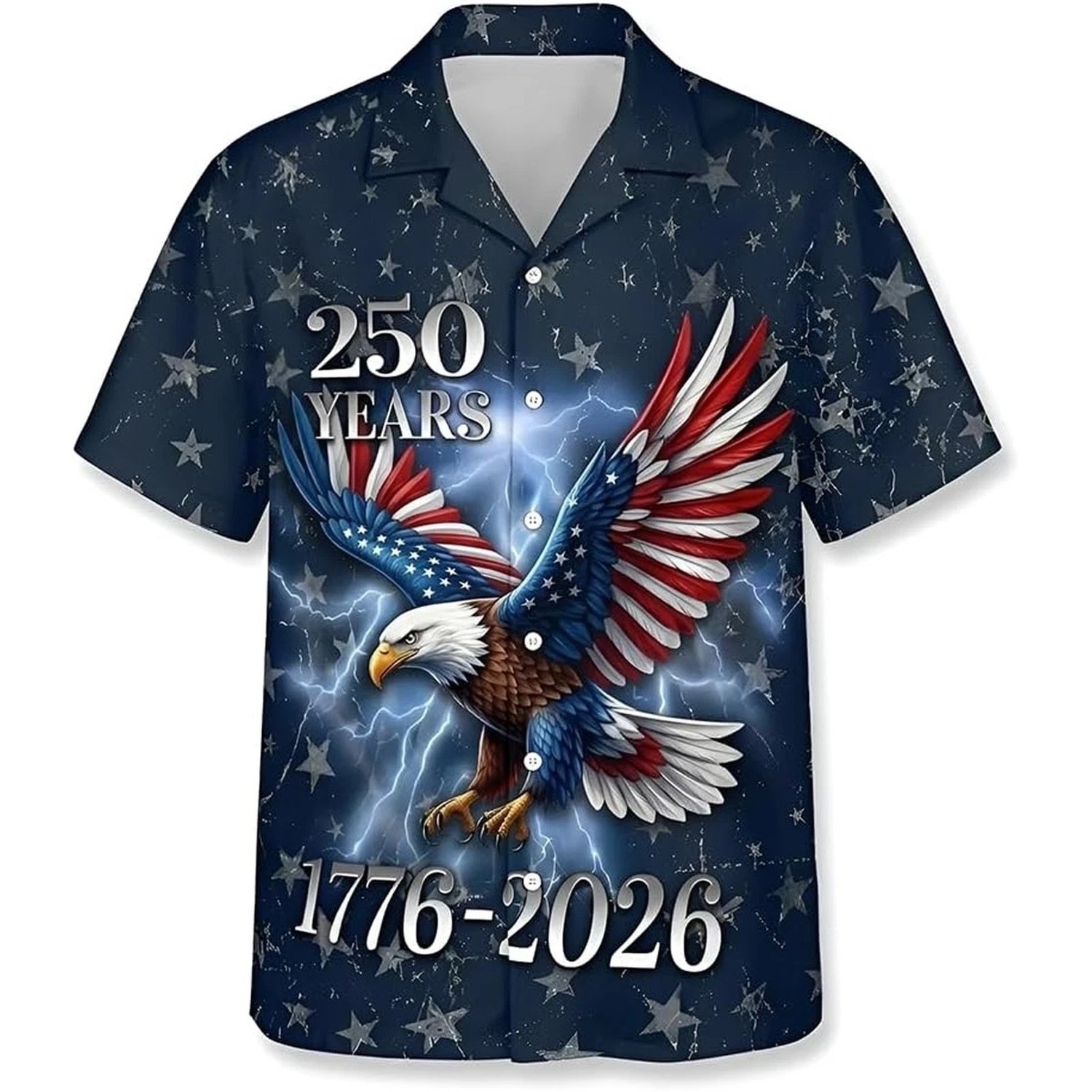 USA 250th Anniversary Button Down Shirt Patriotic Eagle 250 Years Freedom Men