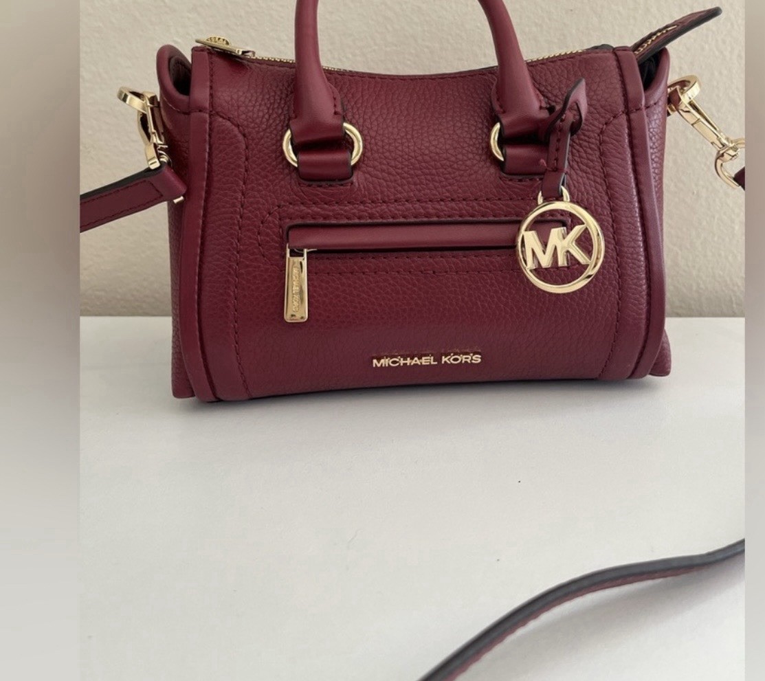 Michael Kors Carine Burgundy Small with Gold Hardware Crossbody Bag NWT
