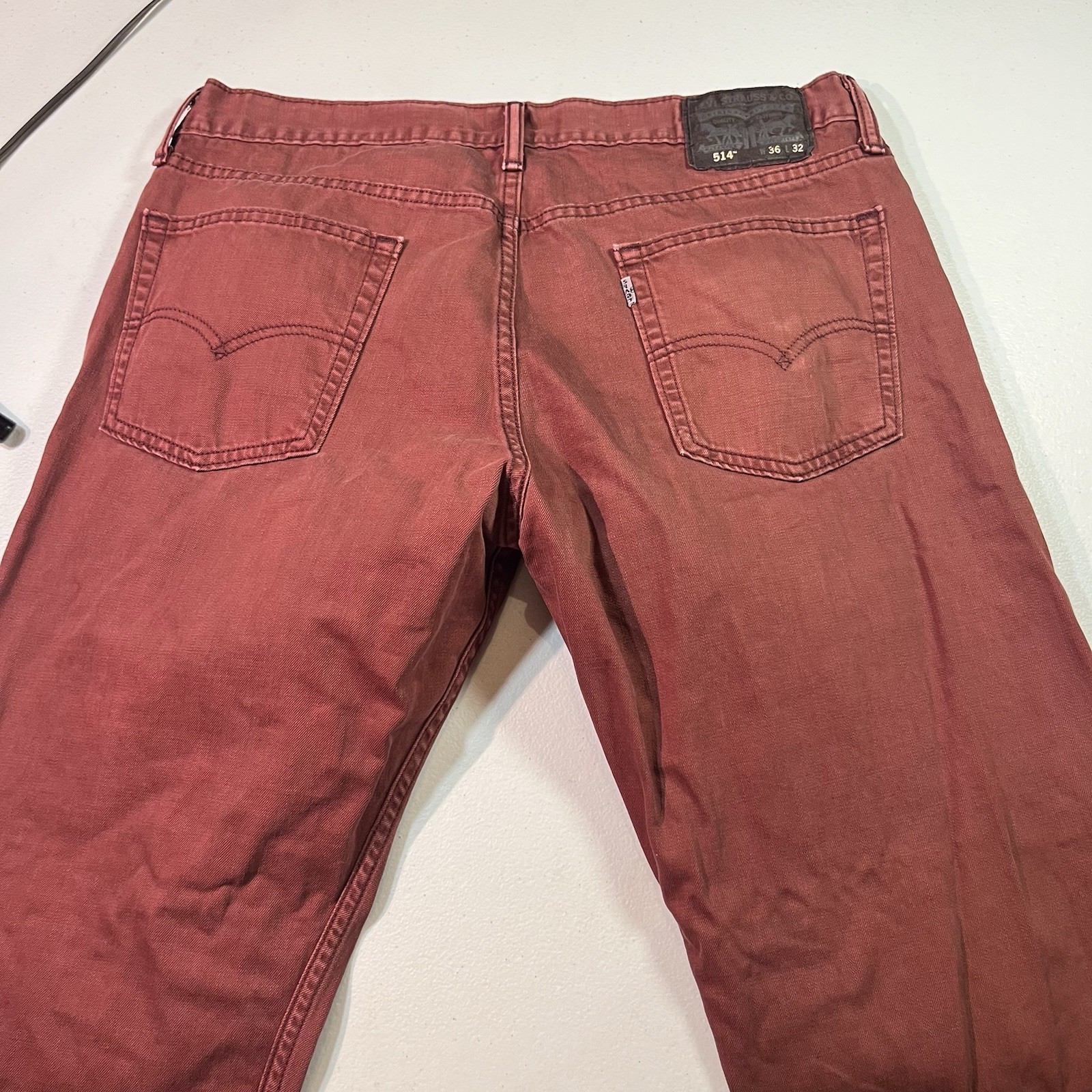 Levi’s 514 Jeans Men’s 36×32 NWT Rust Coral Red Straight Leg Stretch Pants Denim