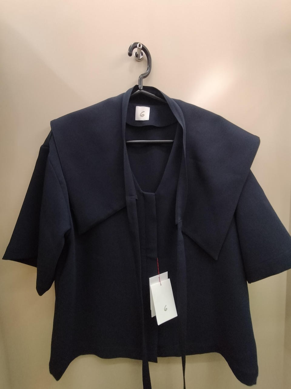 Linen Blend Short Sleeve Shirt Women’s Medium Navy Casual F