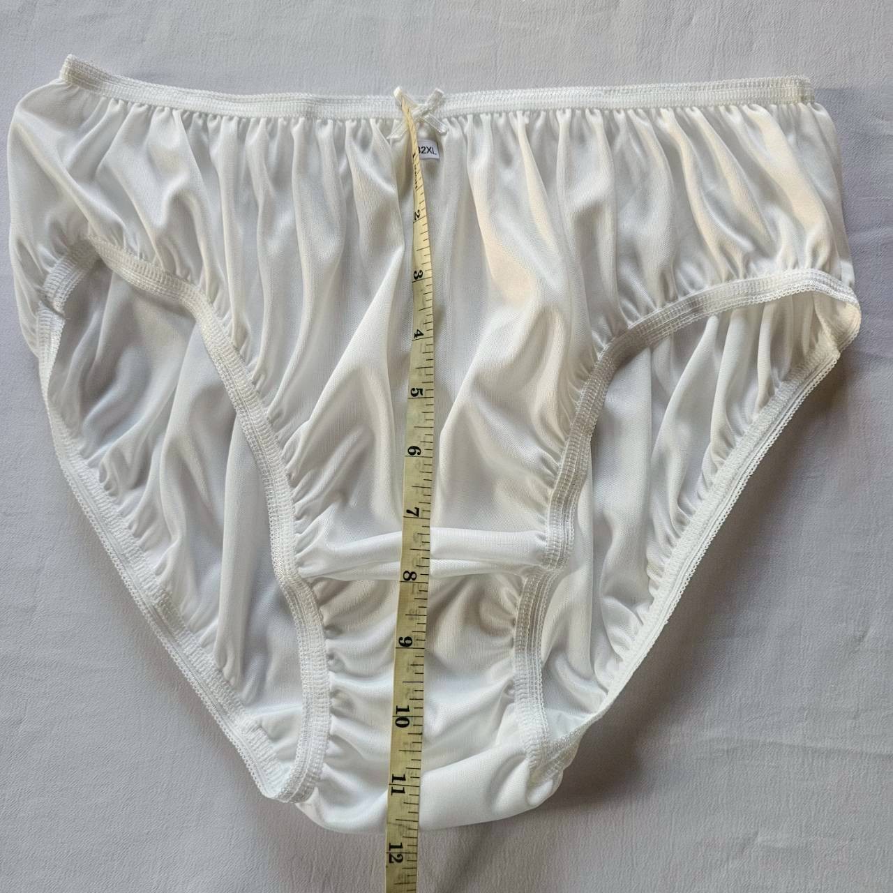 6 Plus Underwear Mid-Waist Panties Women Mens Briefs Nylon Silky Soft 2XL/White