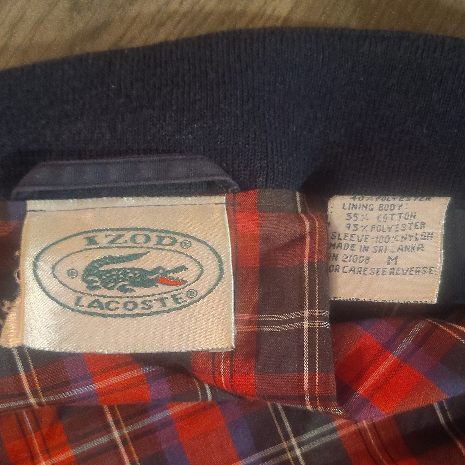 IZOD Lacoste Men’s Blue Bomber Jacket M Full Zip Lined Pockets Stand-Up