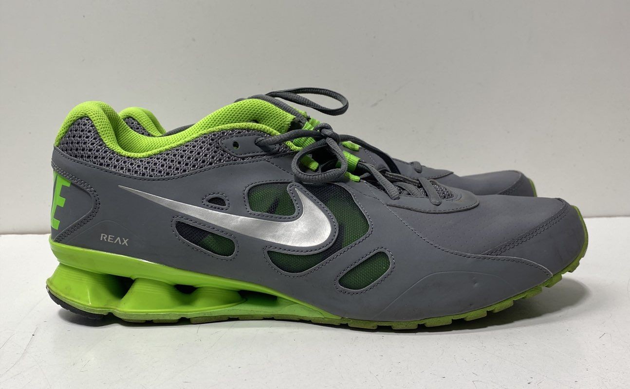 Nike Reax Run 7 Grey Electric Green Silver Men’s Running Shoes Size 13