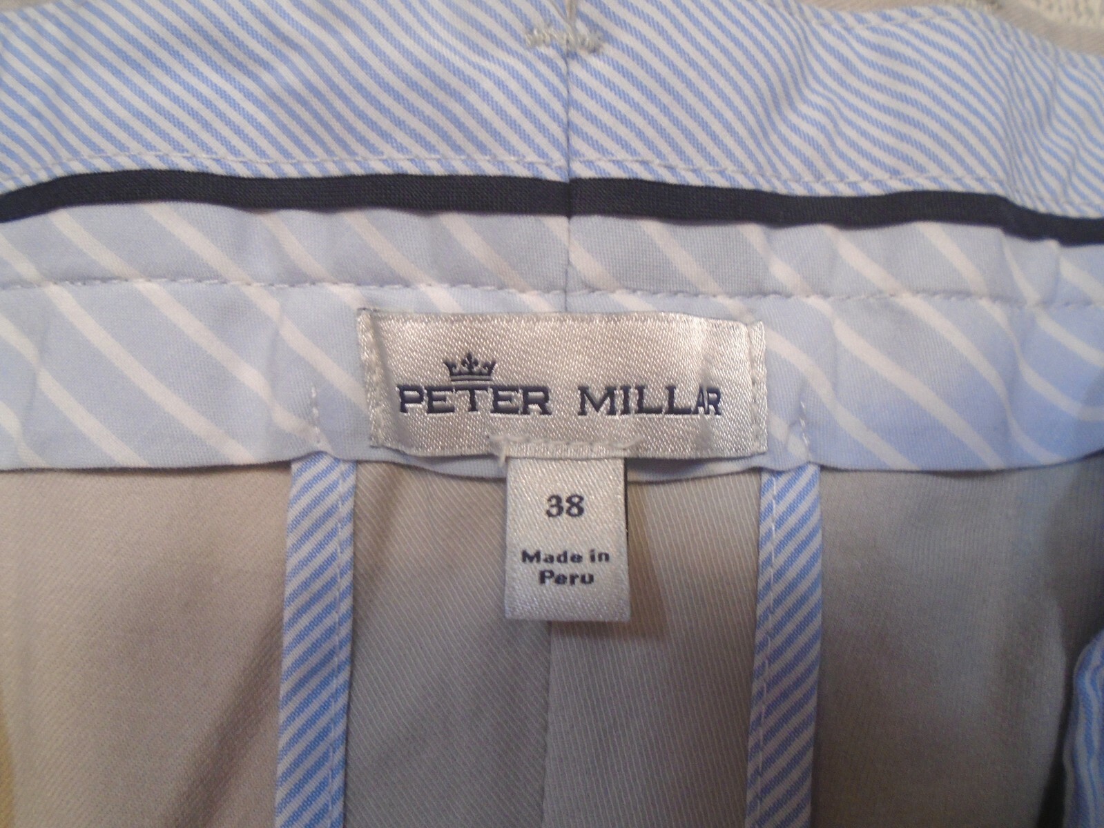 Peter Millar Soft Touch Twill Pima Cotton Khaki Pant NWT $149 38 x 36 Light Gray