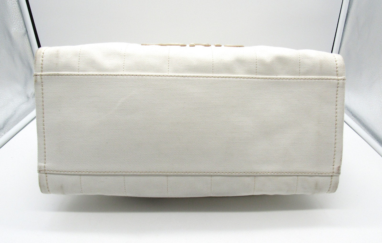 Chanel Medium Deauville Tote White Canvas Bag w/ Pouch Read