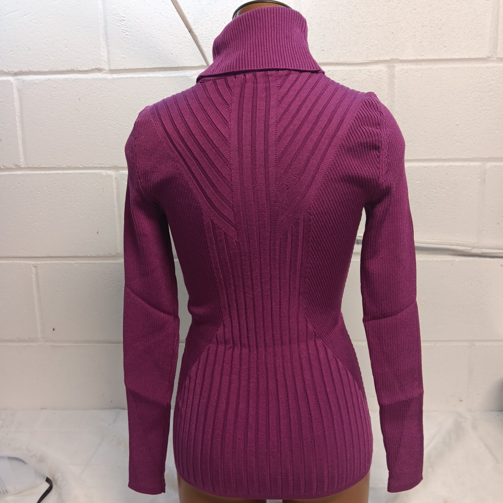 whbm Womens Long Sleeve Rib Turtleneck Sweater Baie/Purple XS $85