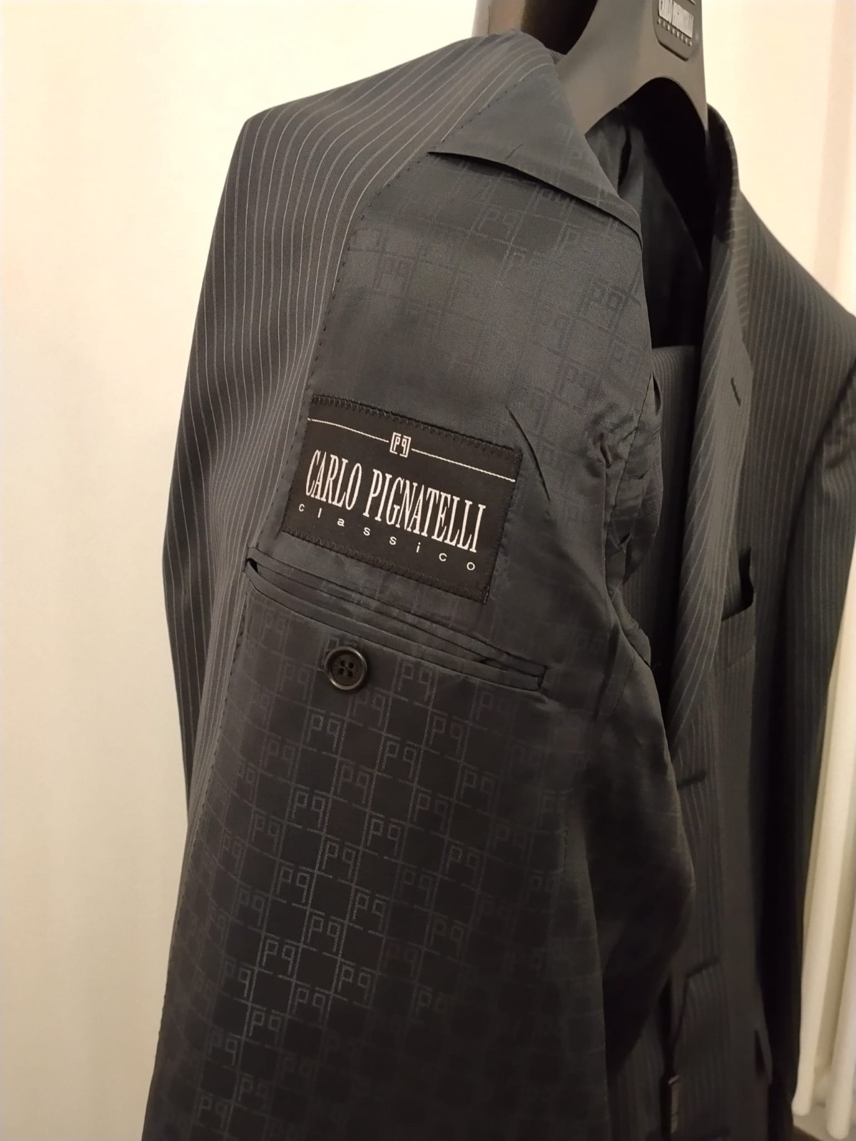 Carlo Pignatelli Men’s Ceremonial Dress Size 56 Grey Pinstripe Complete 2 Piece
