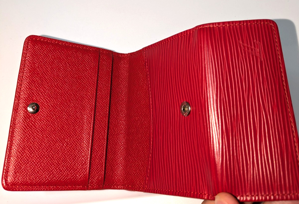 LOUIS VUITTON EPI LUDLOW RED LEATHER WALLET COIN POUCH CARD HOLDER CASE TRIFOLD