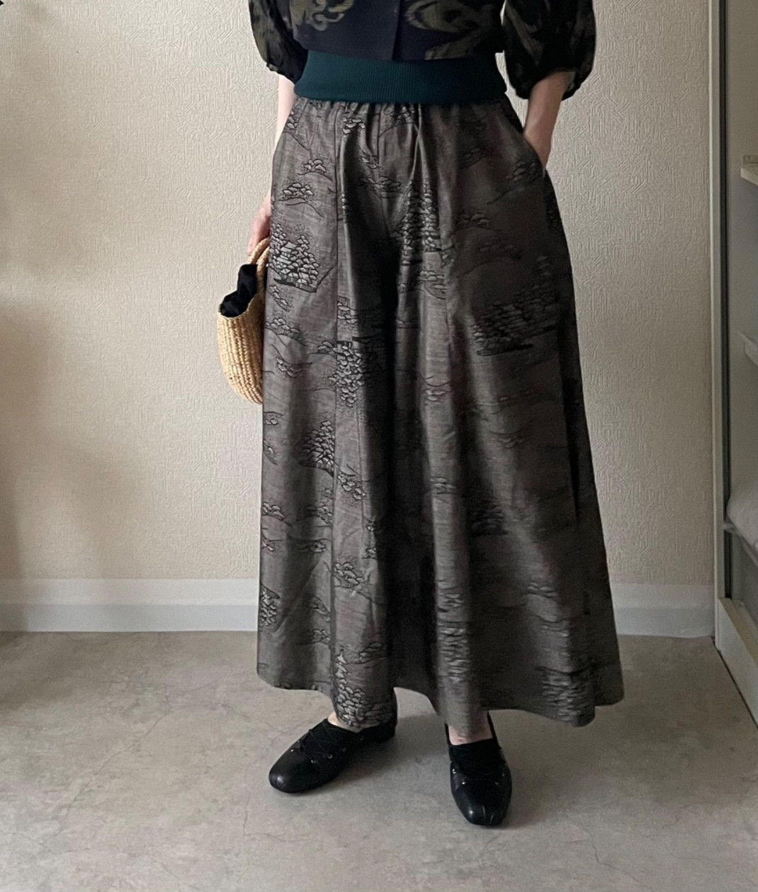 Oshima Tsumugi KimonoFlared pants, Beautiful Pants, 100% silk with lining