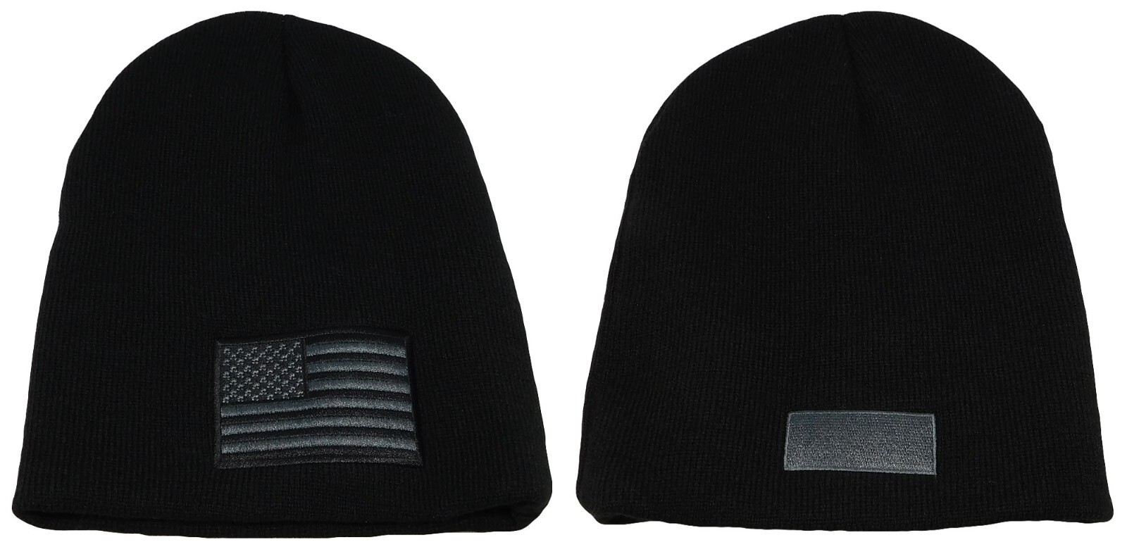 USA American Flag Patch Black & Grey Tactical Embroidered Beanie Skull Cap Hat