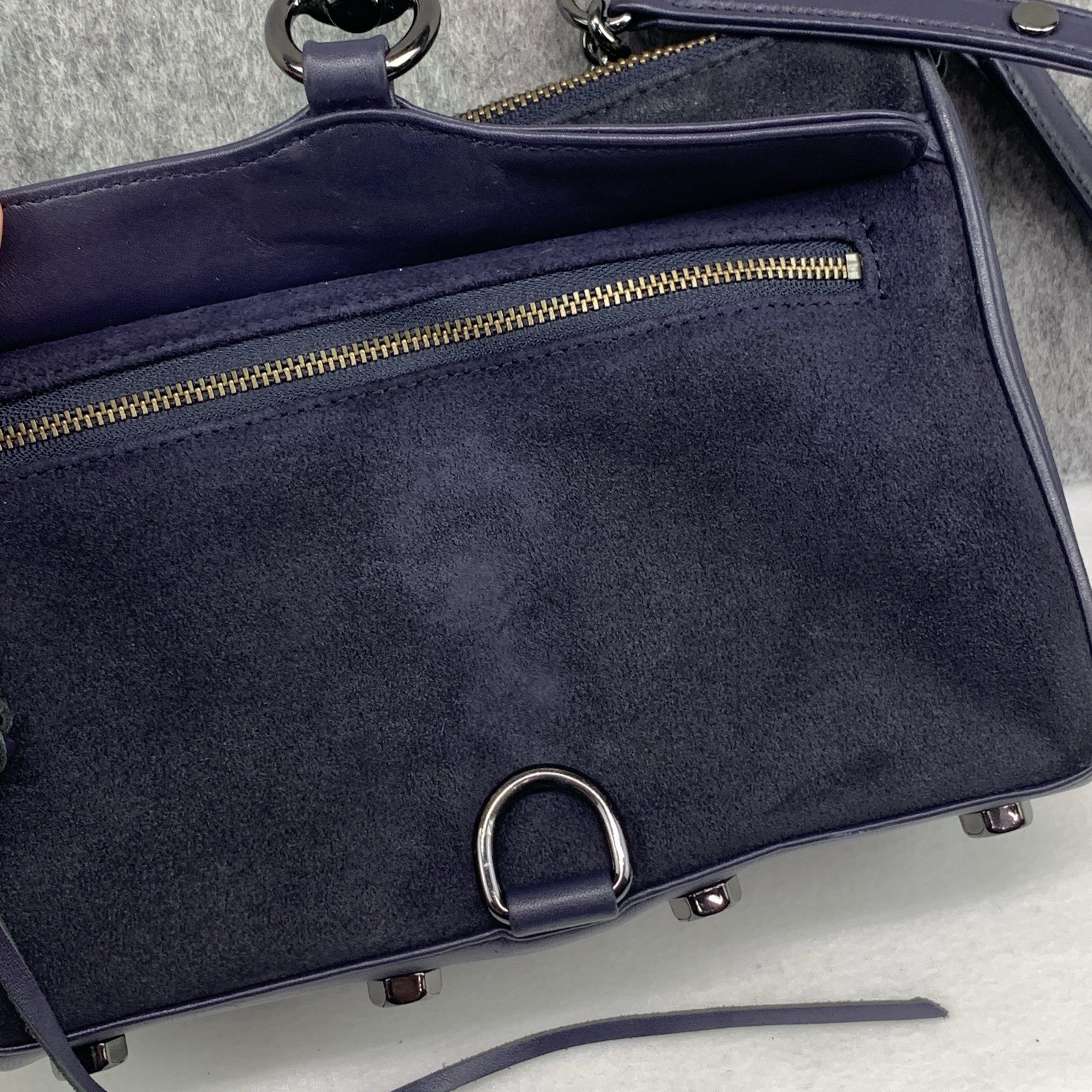 Rebecca Minkoff Blue Mini Mac 100% Genuine Suede Leather Crossbody Purse Blue