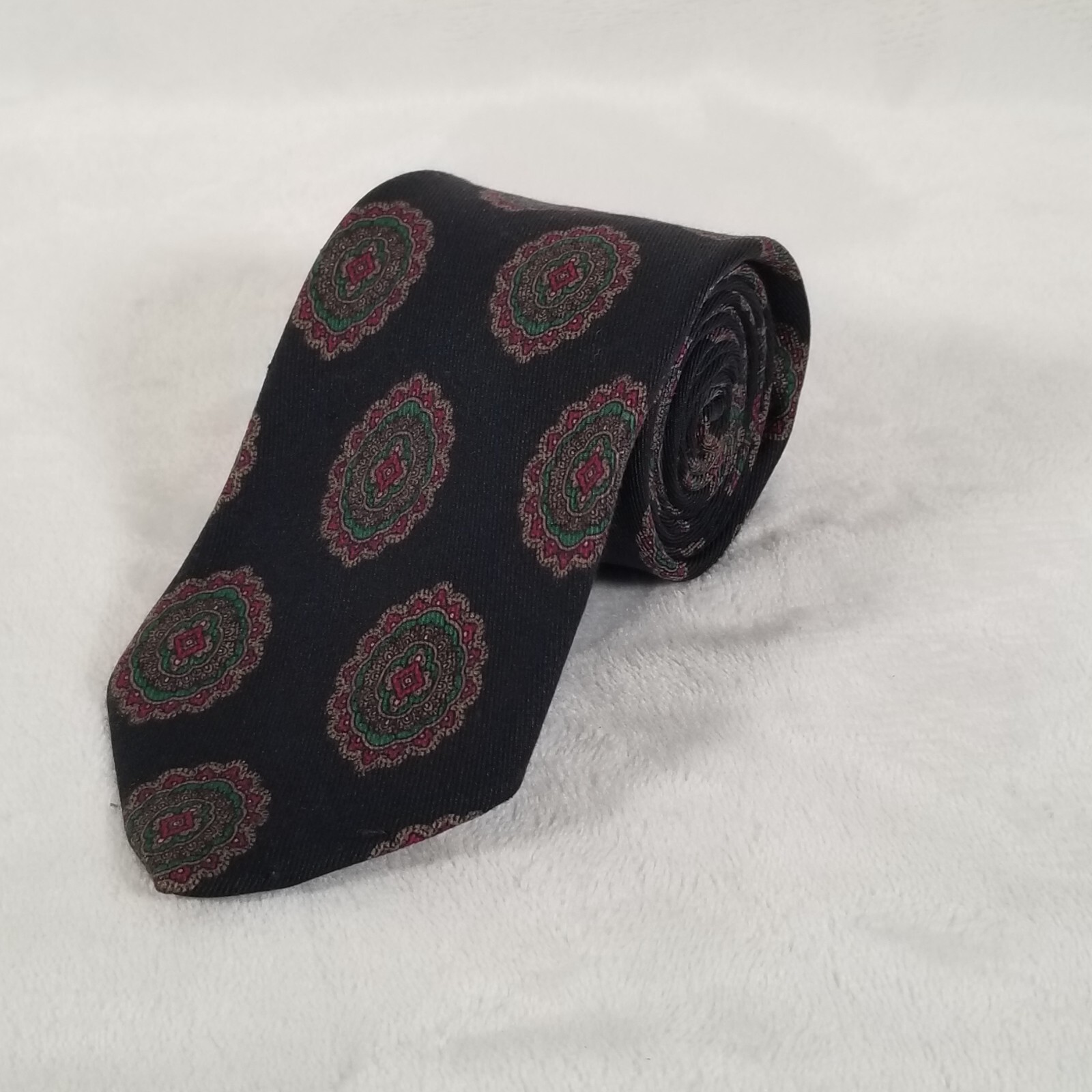 Robert Talbott Hand Sewn Tie for Nordstrom Silk Wool Medallion 3 1/8 x 57 3/8