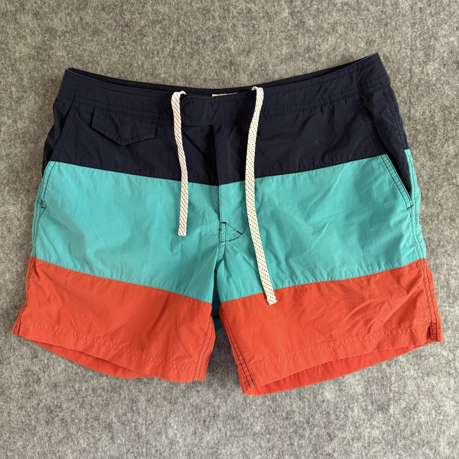 J. Crew Men’s Multicolor Striped Swim Trunks Mesh Lined Size 33 100% Nylon