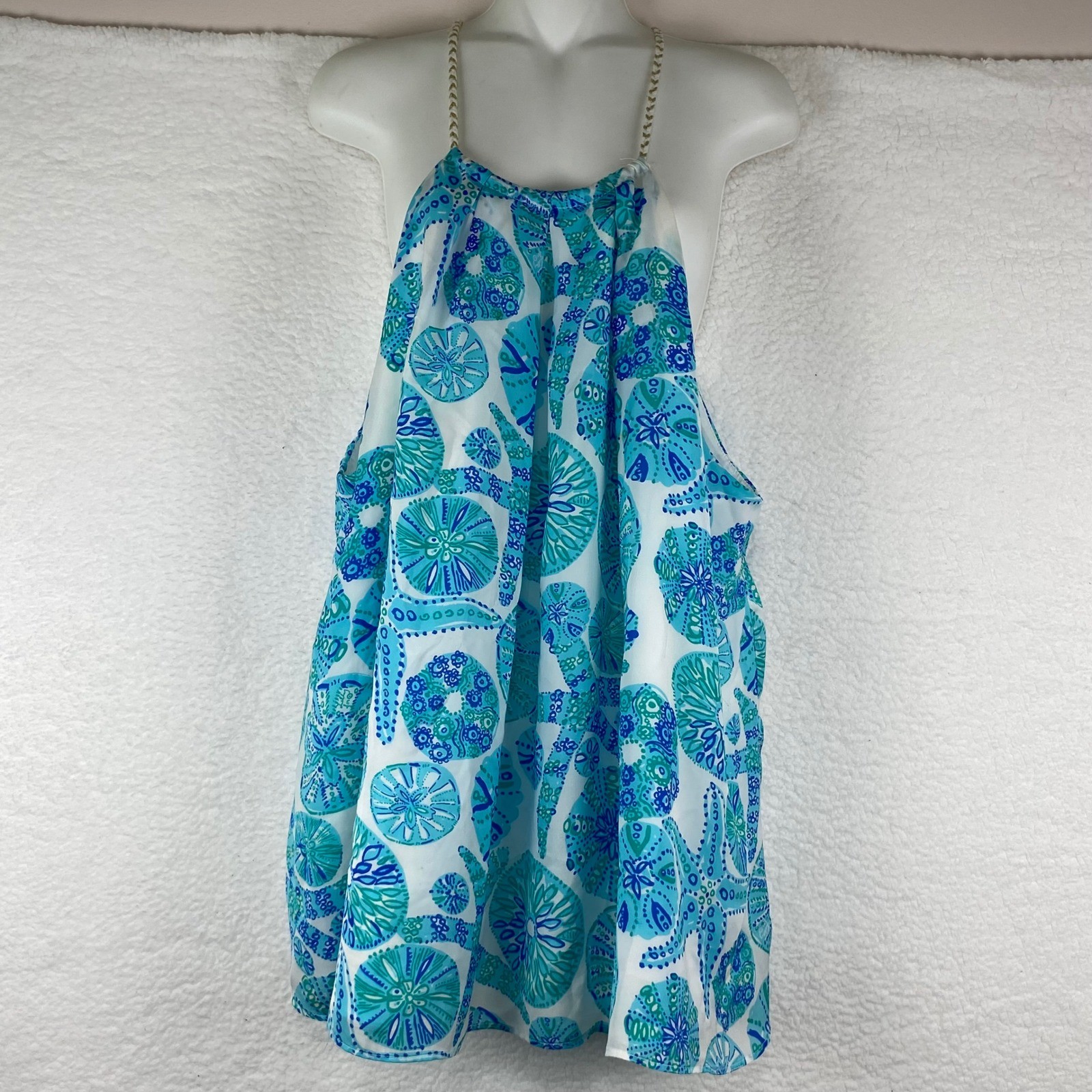 Lilly Pulitzer for Target Blue Sea Life Halter Top Braided Straps 2X Plus Size