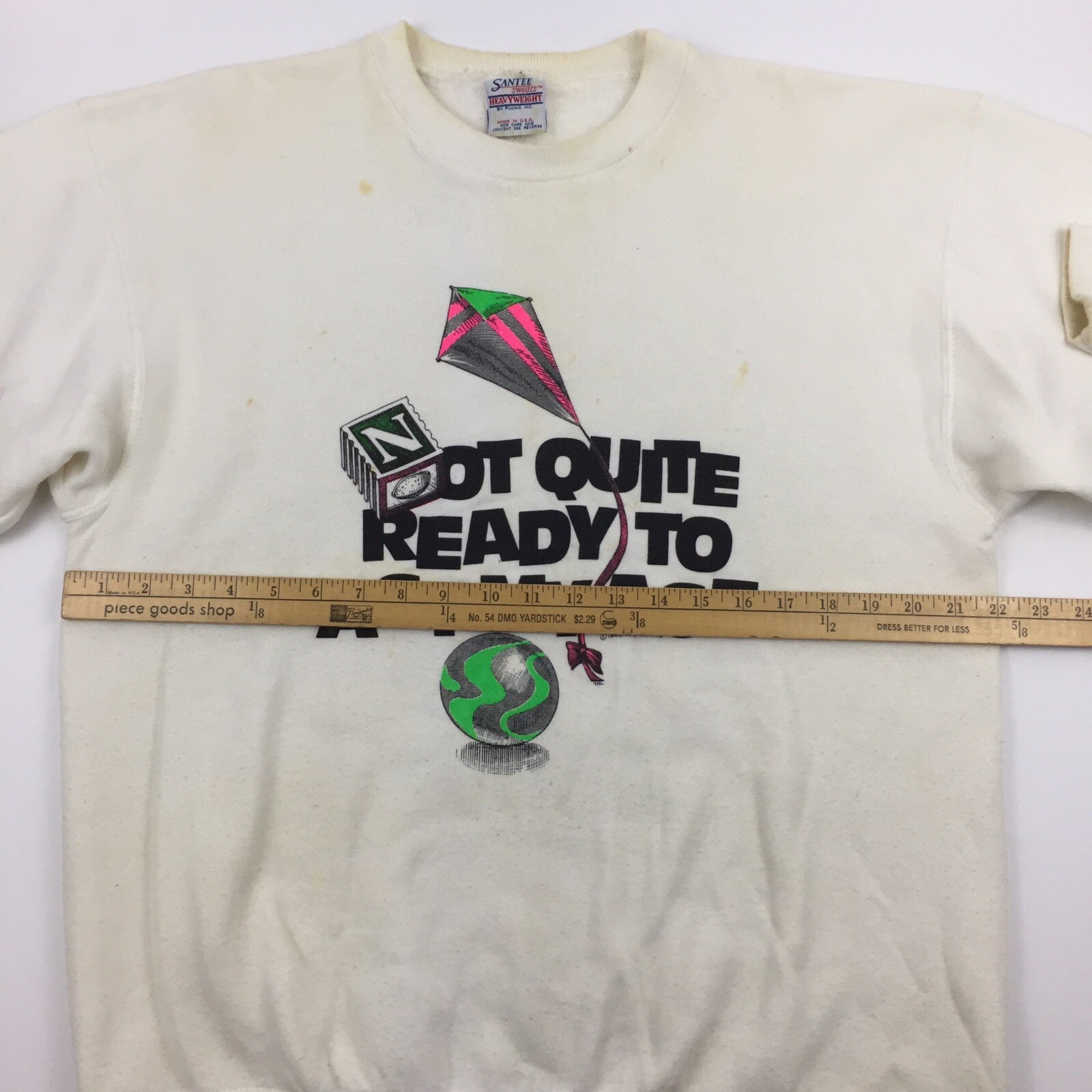 Vtg 90s Not Quite Ready to Act My Age Sweatshirt Kite Logo USA Hipster Retro L