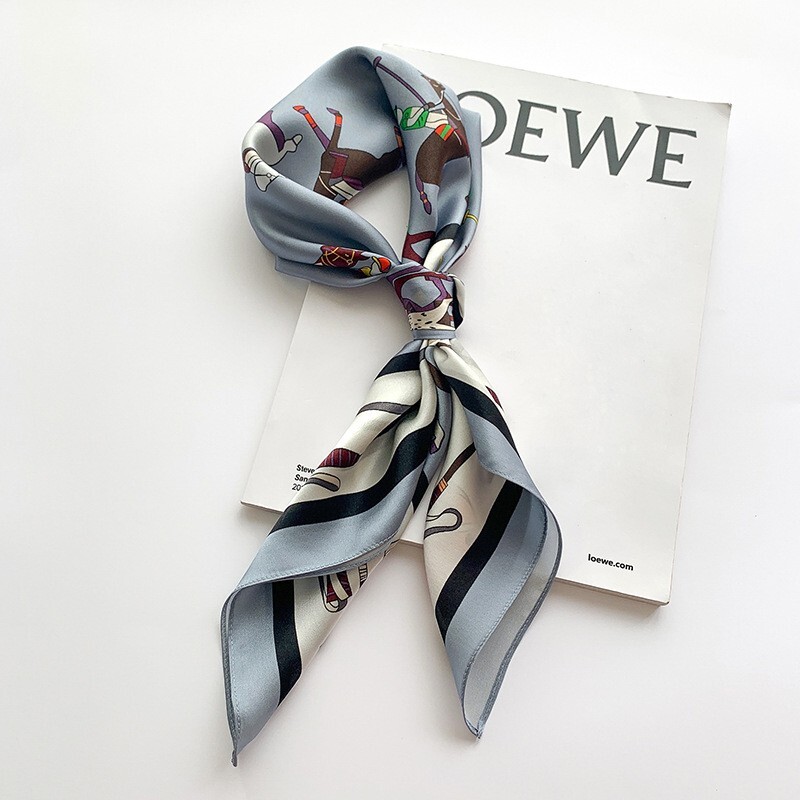 100% Pure Silk Square Scarf Women Neckerchief Wrap Kerchief Bandana Horse 68*68