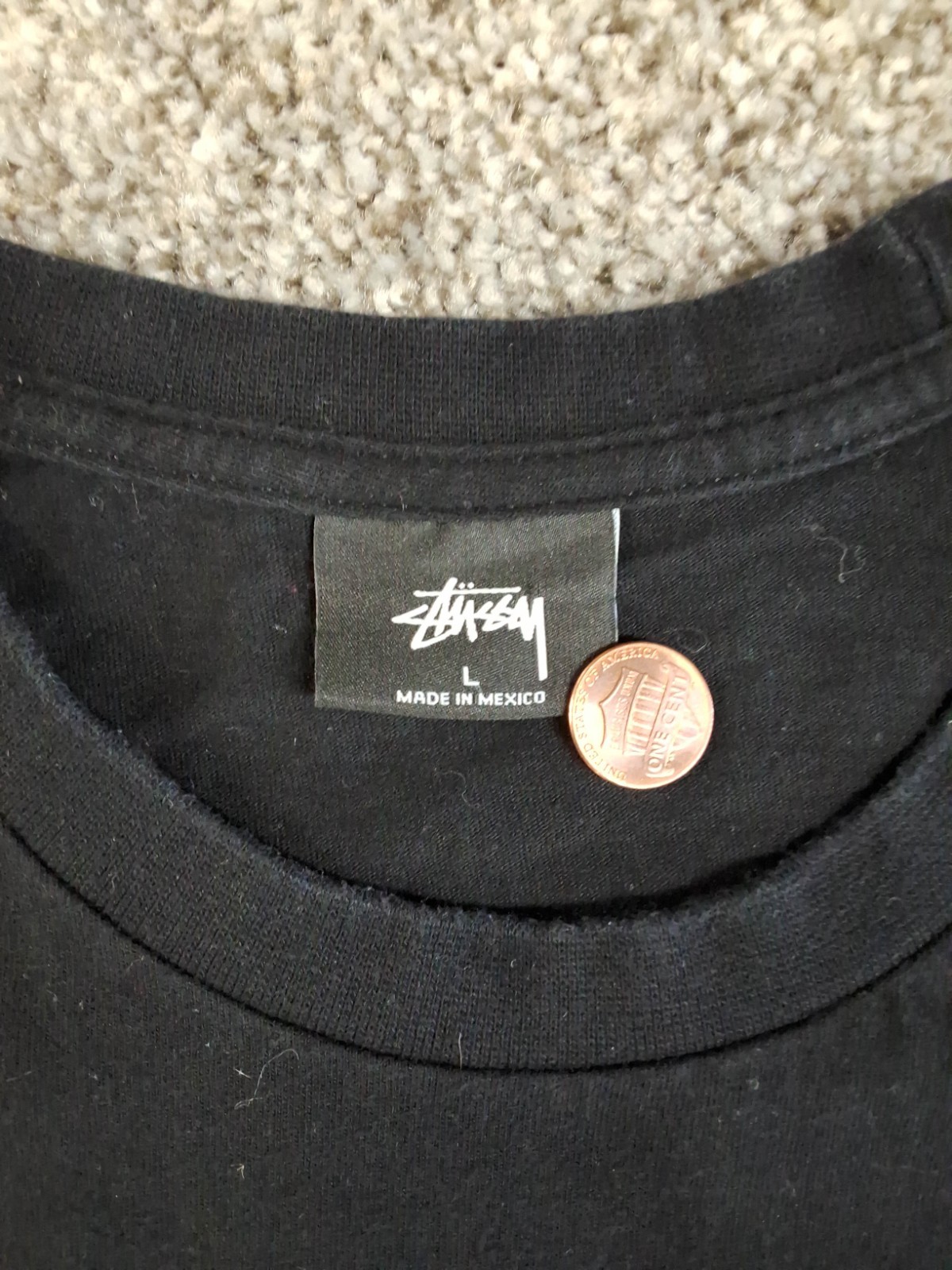 Stussy Size L Logo Black Long Sleeve Tee