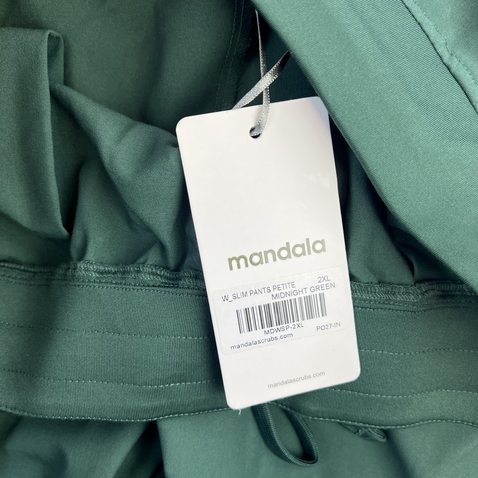 Mandala Slim Pants Womens 2XL Petite Midnight Green Scrub Jogger Stretch Pockets