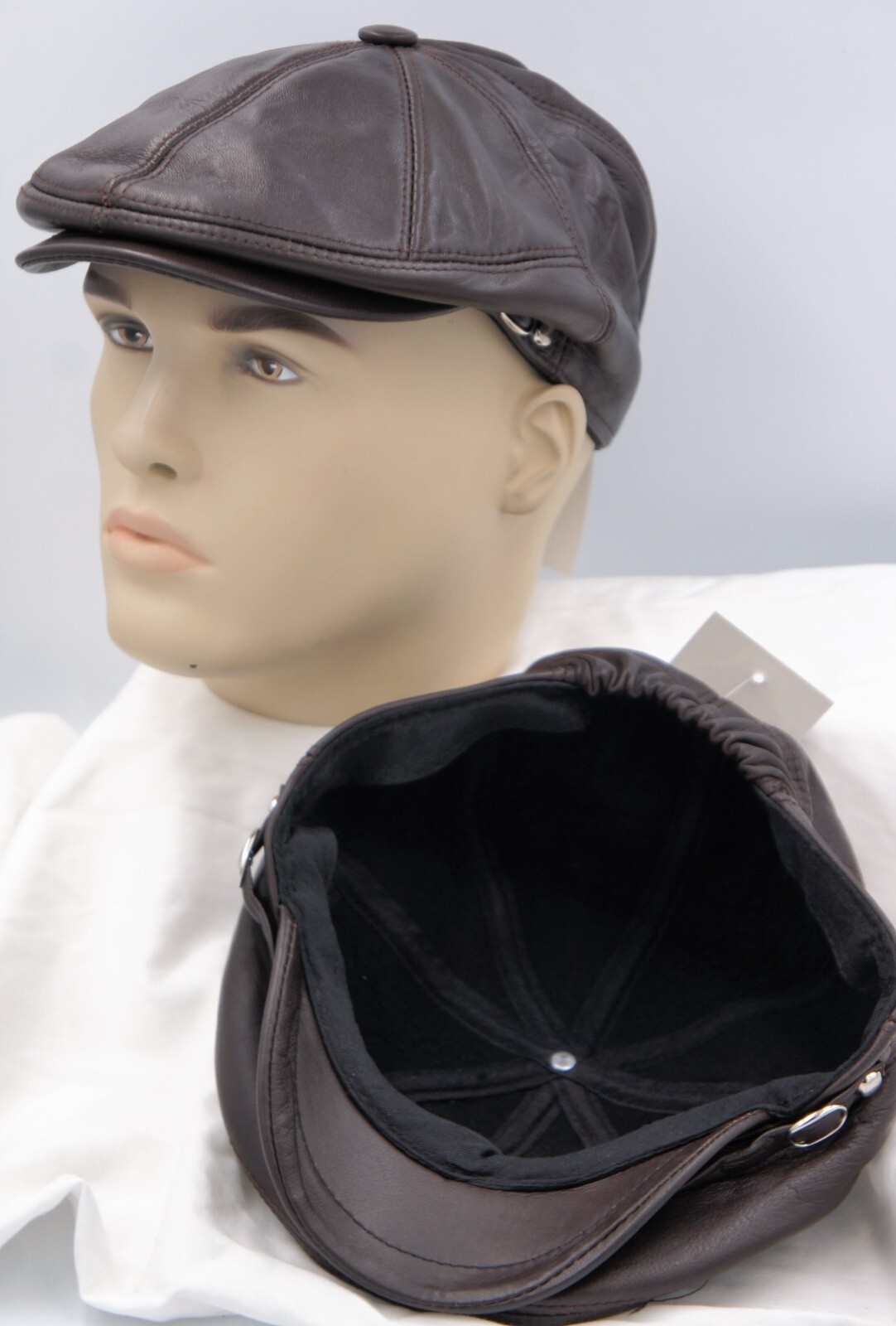 5 Colors REAL LEATHER Men Gatsby Newsboy Ivy Hat Golf Driving Flat Cabbie M-3XL