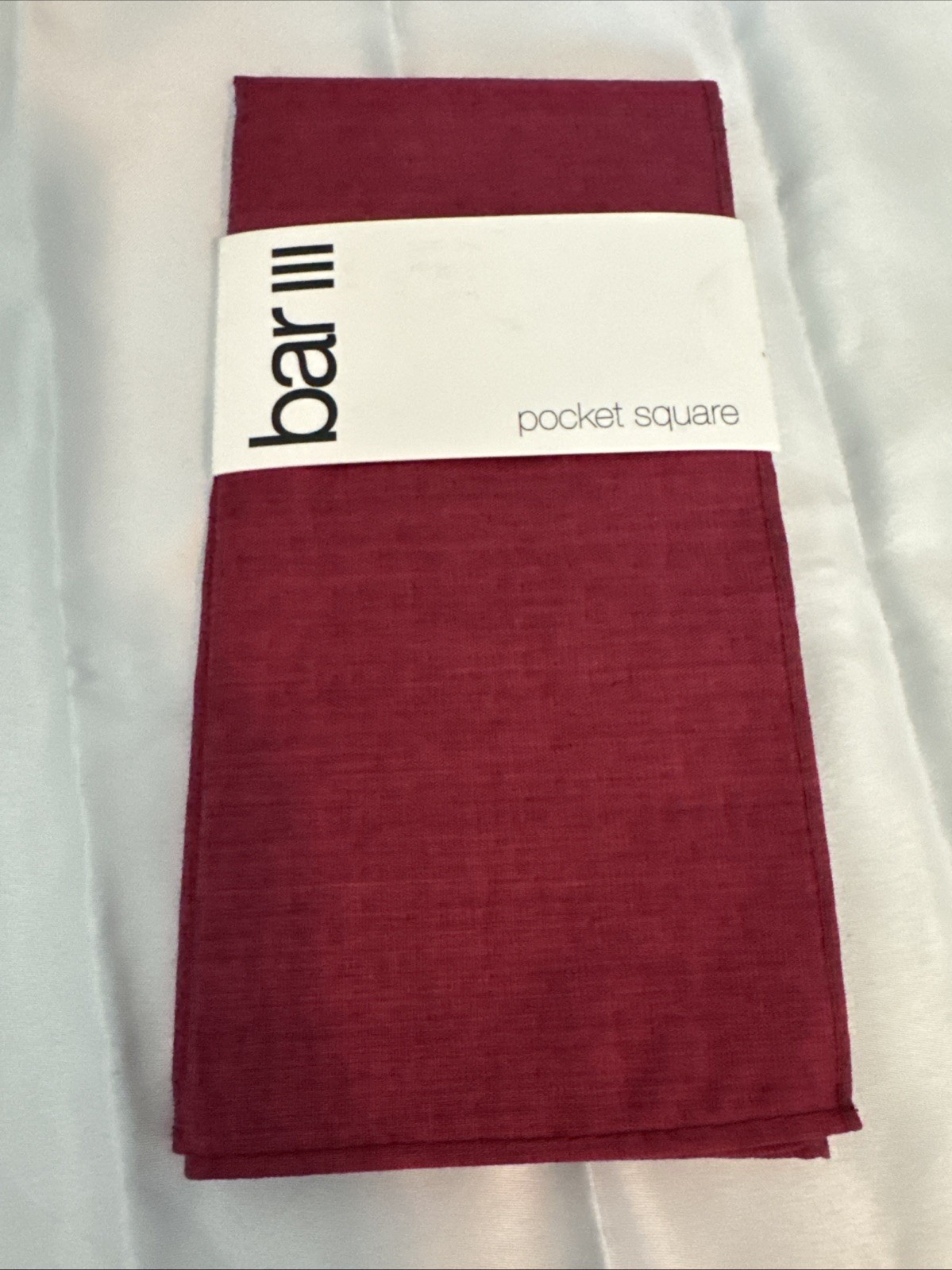 Bar III Mens Beach Solid Pocket Square Burgundy 12.5″x12.5″