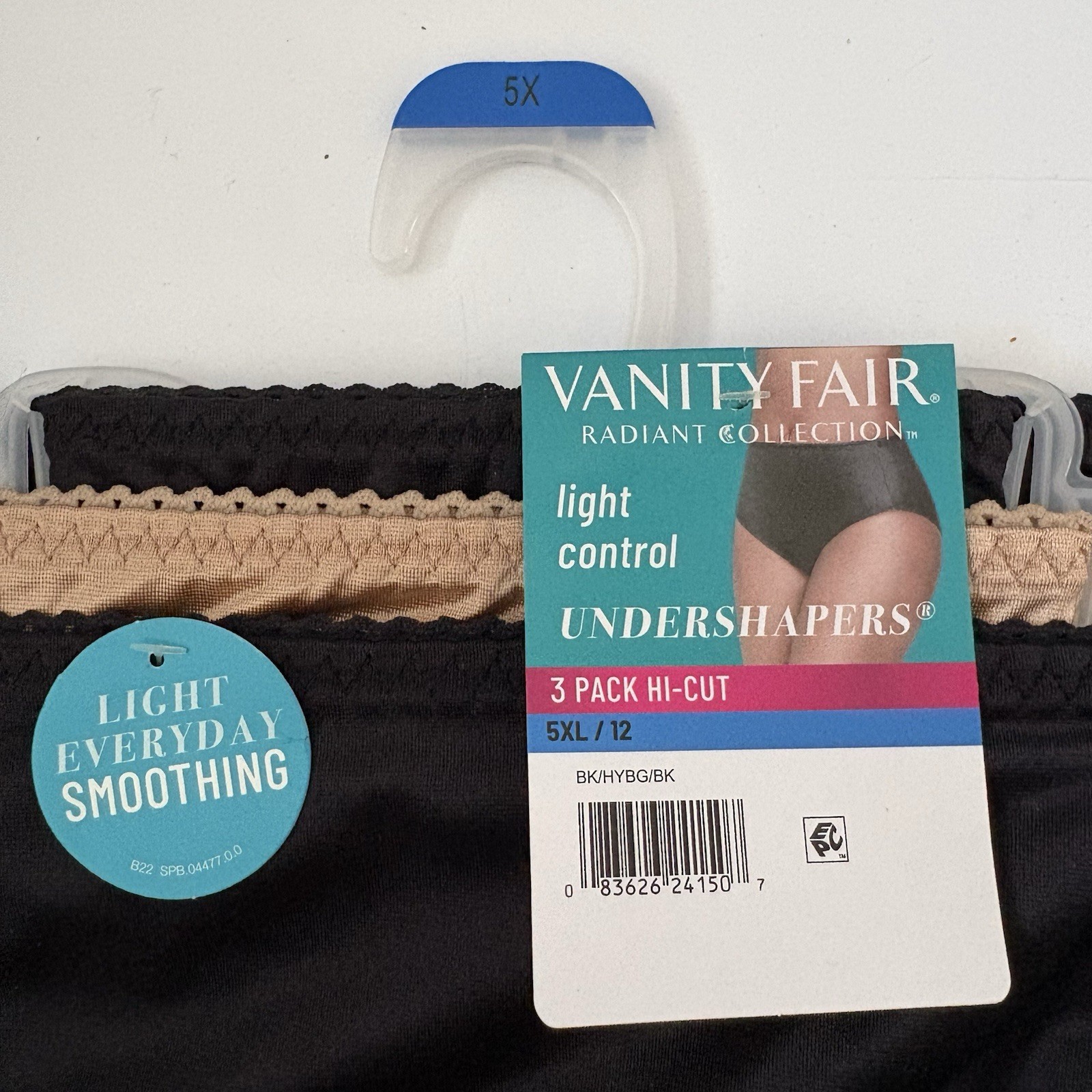 Women’s VANITY FAIR Size 5X Underwear 3 Pk Undershapers Hi Cut Panties Black Tan
