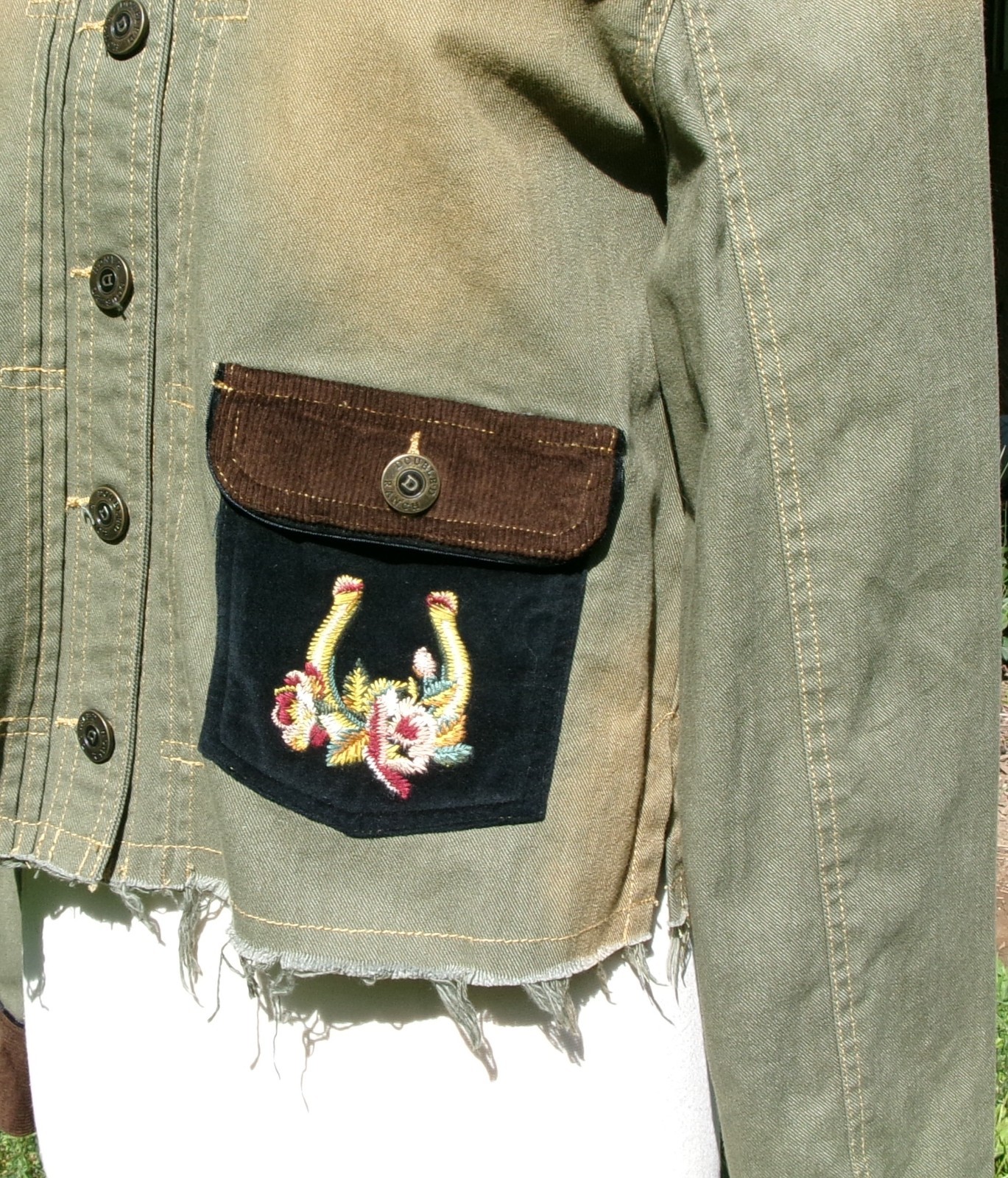 Double D Ranch Distressed Embroidered Giddy Up Work Jacket NWT $350 Large