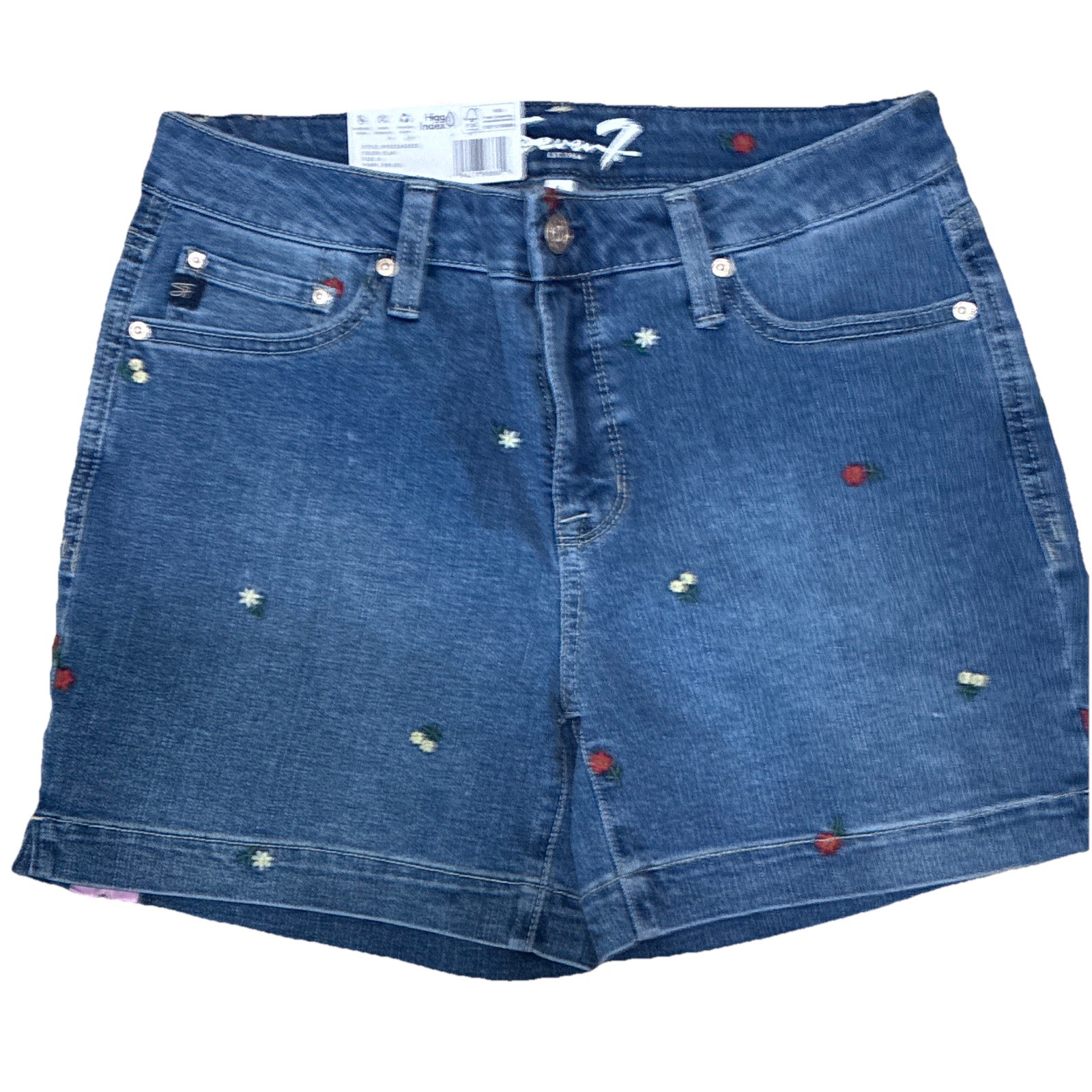 Seven7 Weekend Short Girls Blue Denim Floral Embroidered Size 6 3″ Inseam