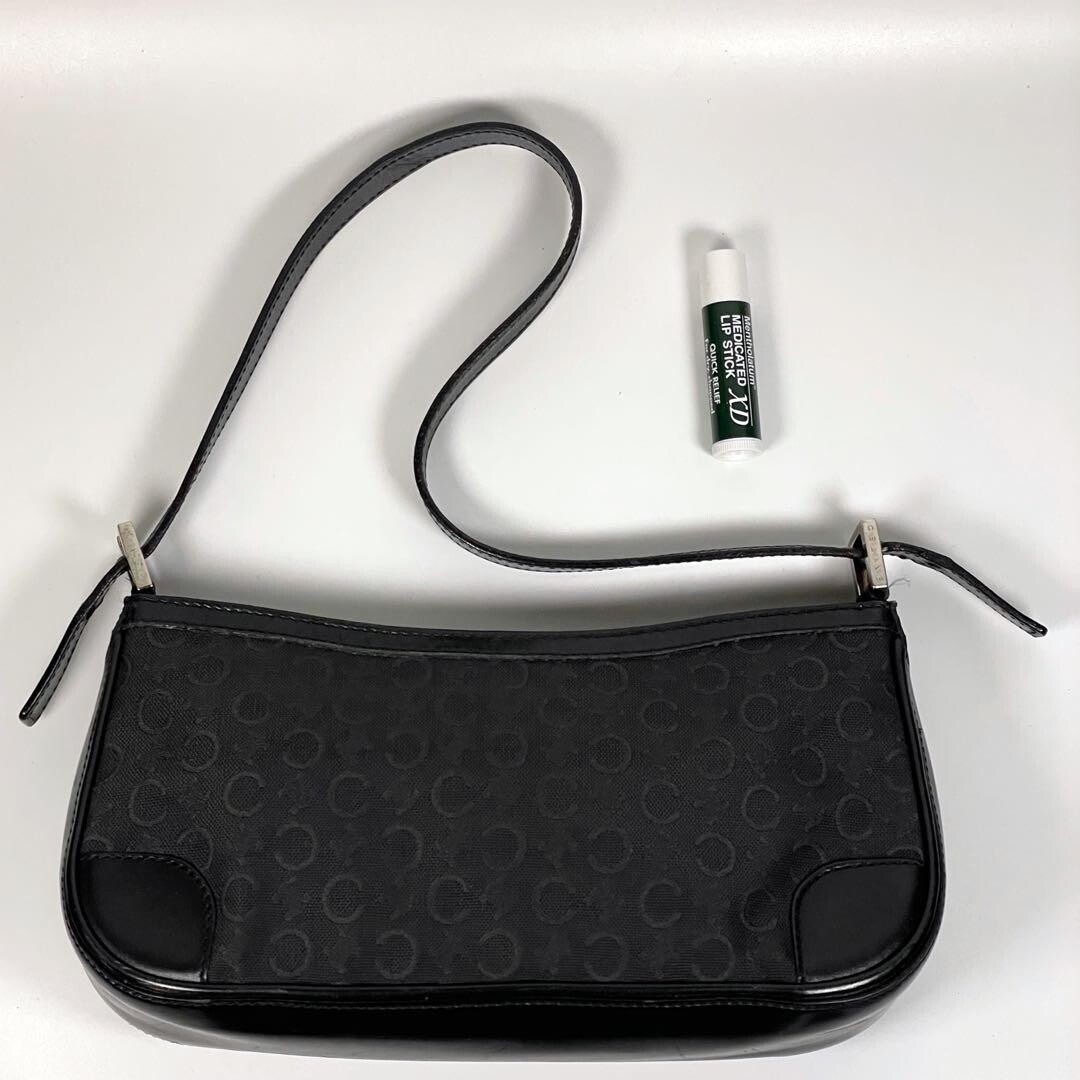 CELINE Shoulder Bag Pouch Pochette C Macadam Leather Vintage Auth From Japan