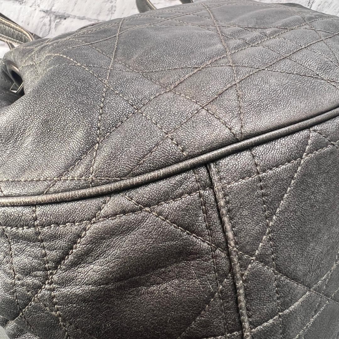Dior Cannage Grey Shoulder Bag A-14687 Japan Used 0713879