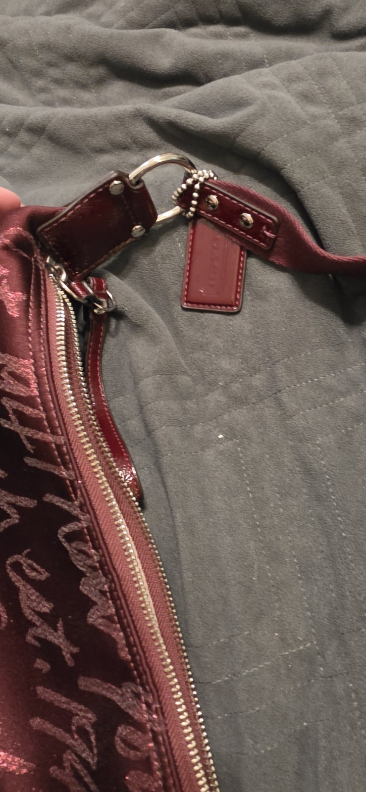 Coach Burgundy Dark Red Poppy Signature F17472 Hobo Bag Rare Holiday Limited