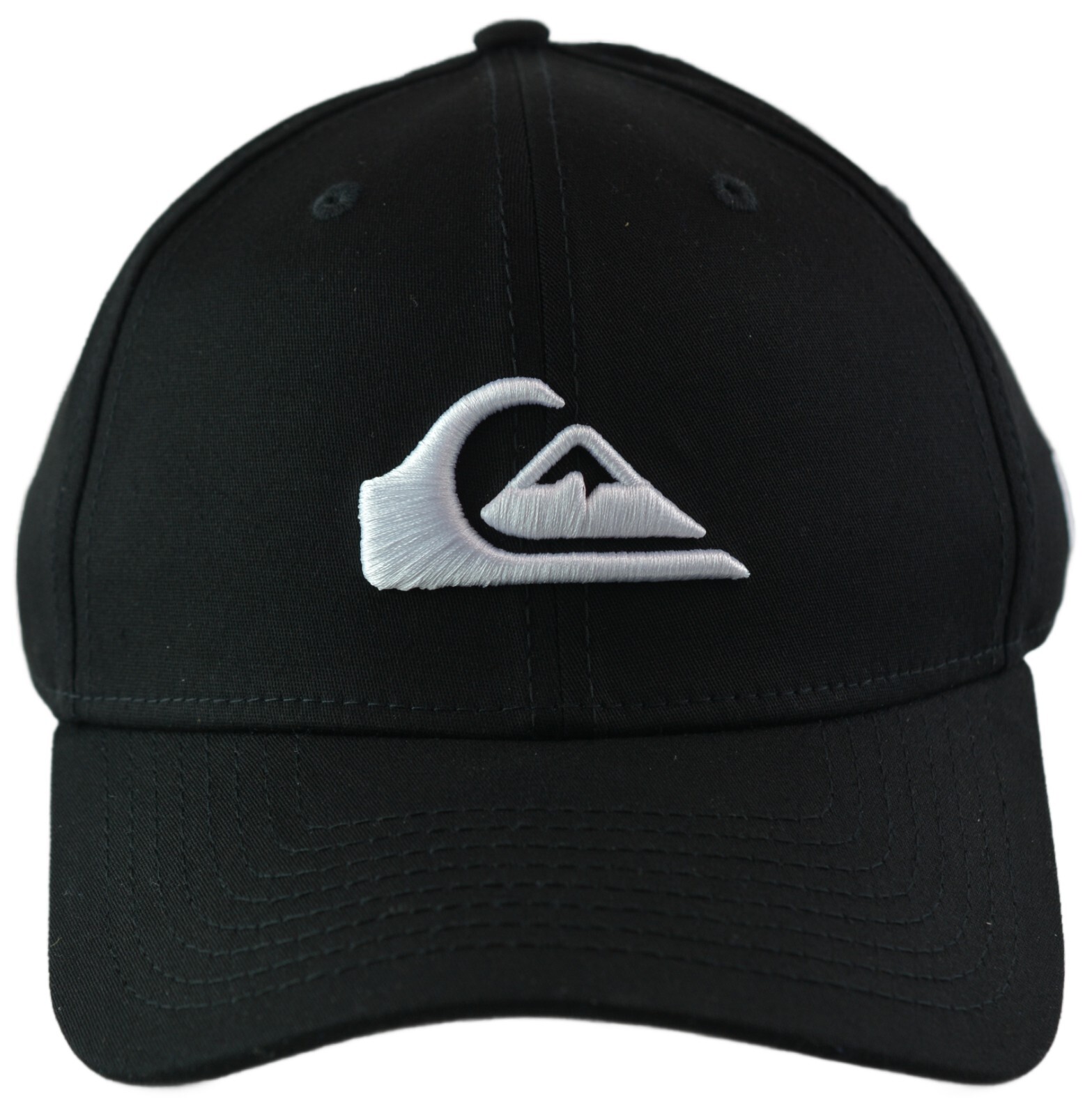 Quiksilver Mountain & Wave White Logo Flex FIt Black Hat