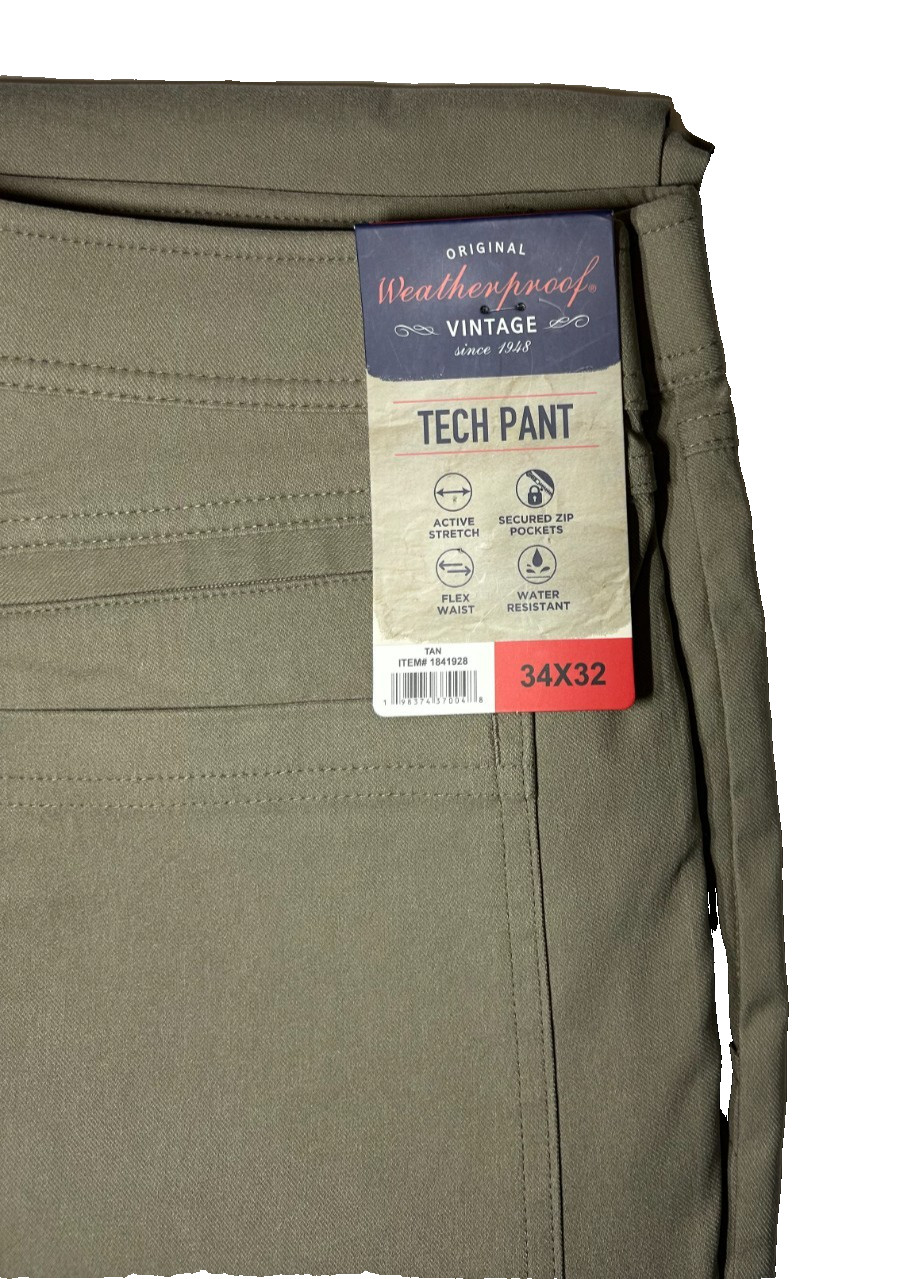 Weatherproof Vintage Men’s Tech Pant Tan Size 34×32