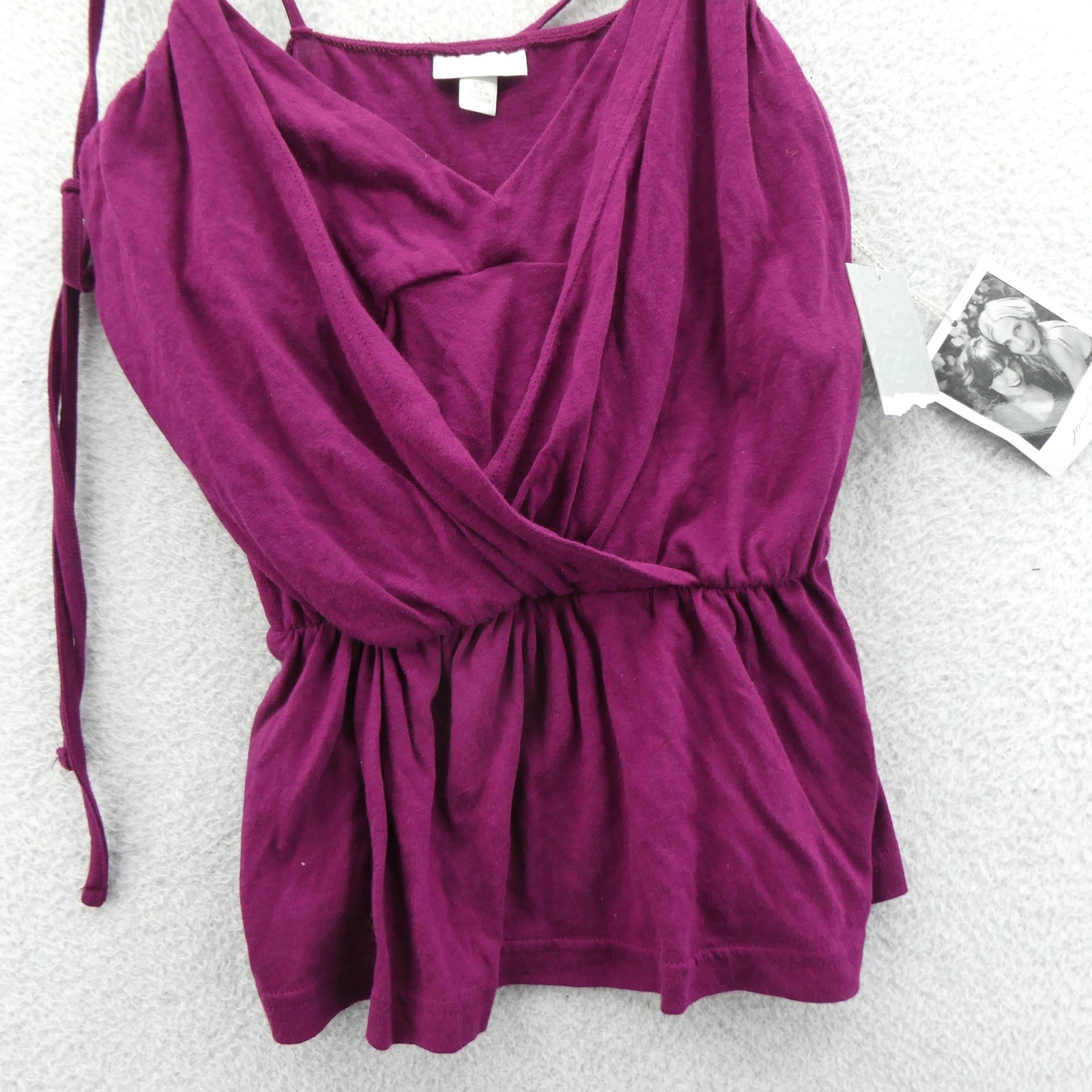 Jovovich-Hawk Top Womens Extra Small GO International Purple Ruffle Cotton Modal