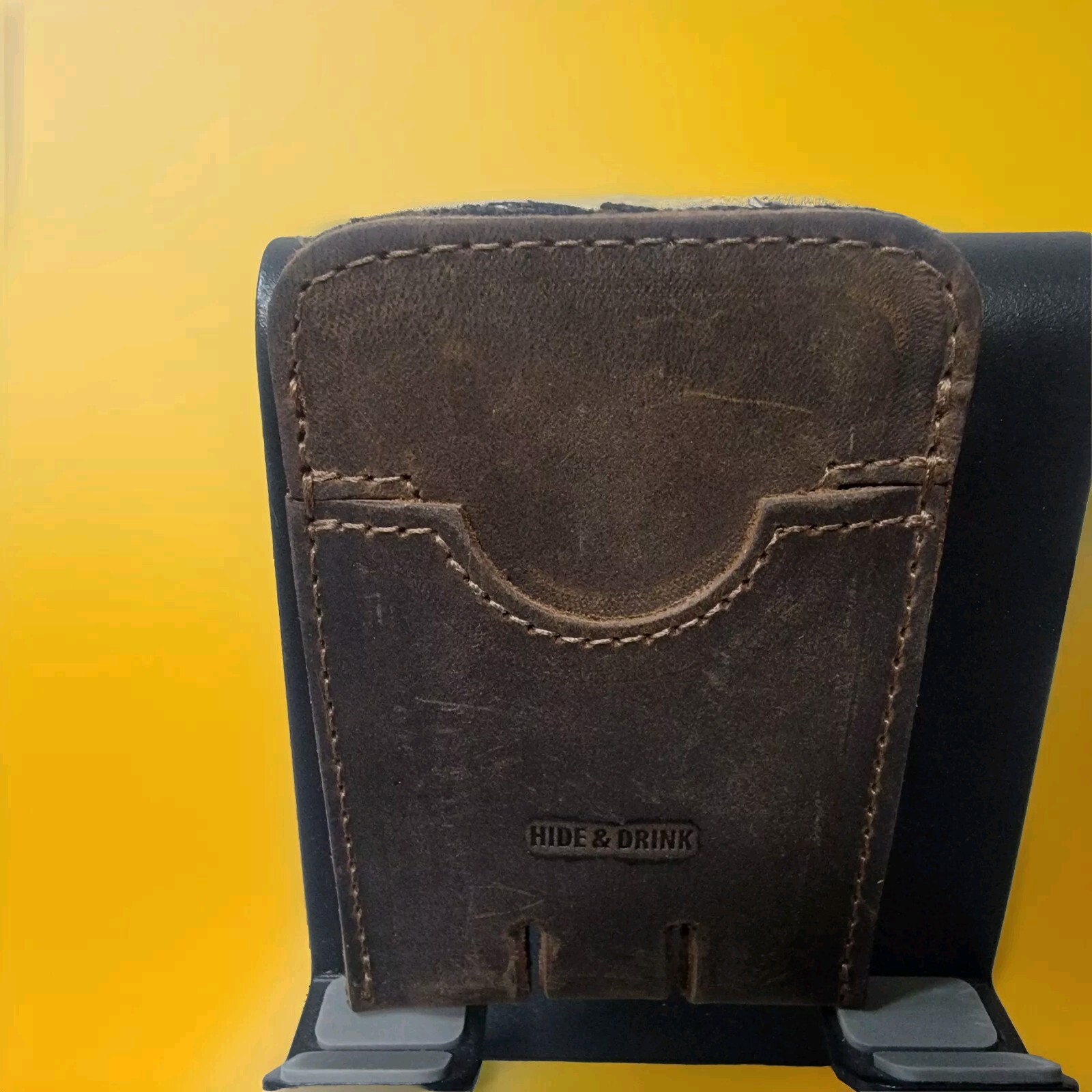 Hide And Drink Push Card Holder Wallet : Full Grain Leather:Bourbon Brown color: