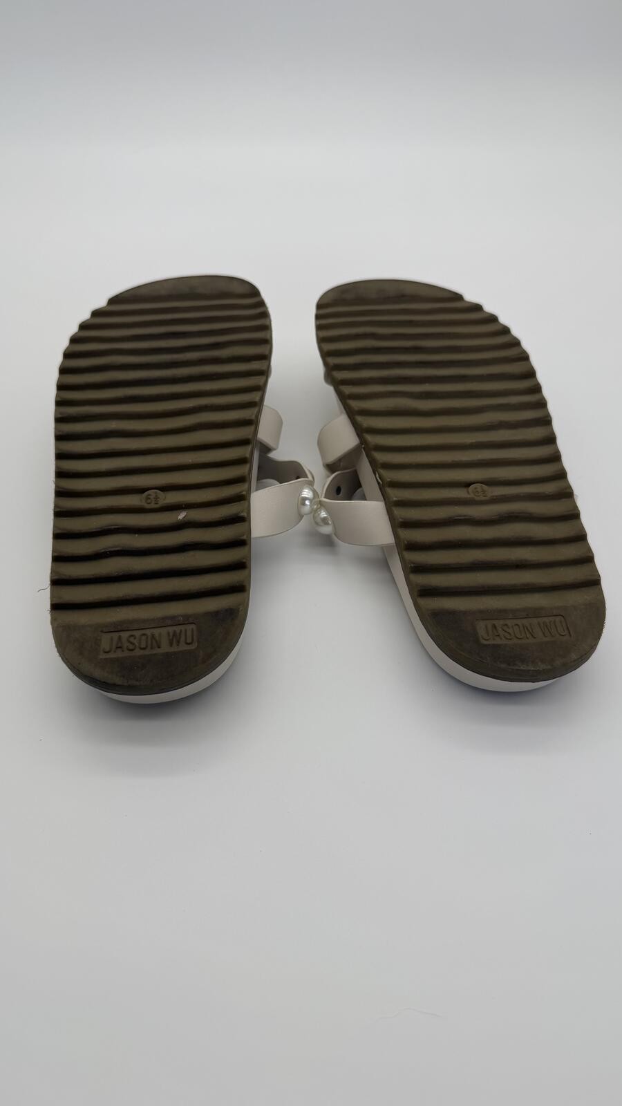 Jason Wu Pearl Embellished Strap Slide Sandals Ivory Cream Women’s Size 6.5