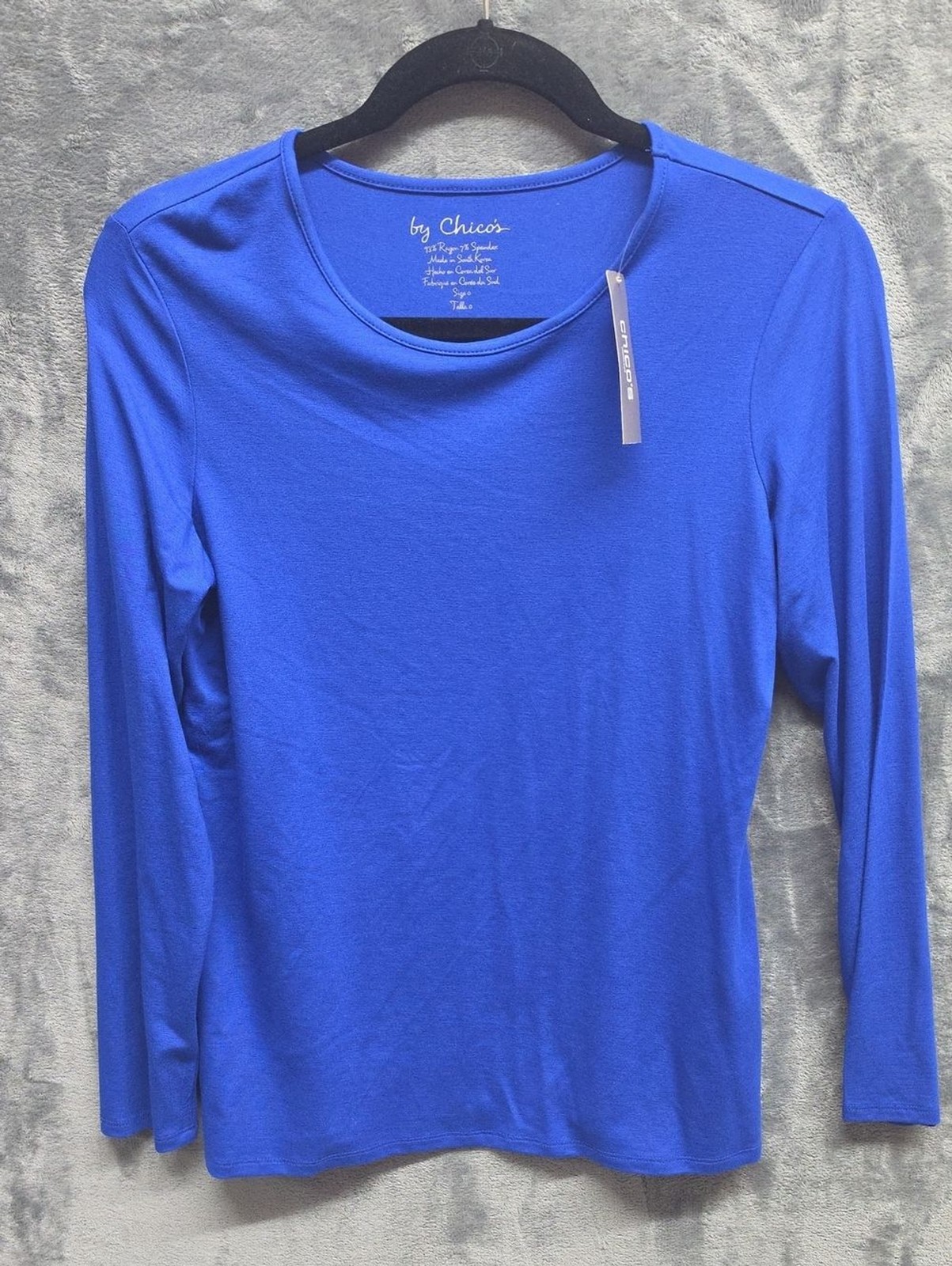 Chico’s Long Sleeve Crewneck Top in Bright Royal Blue sz 0(Small)
