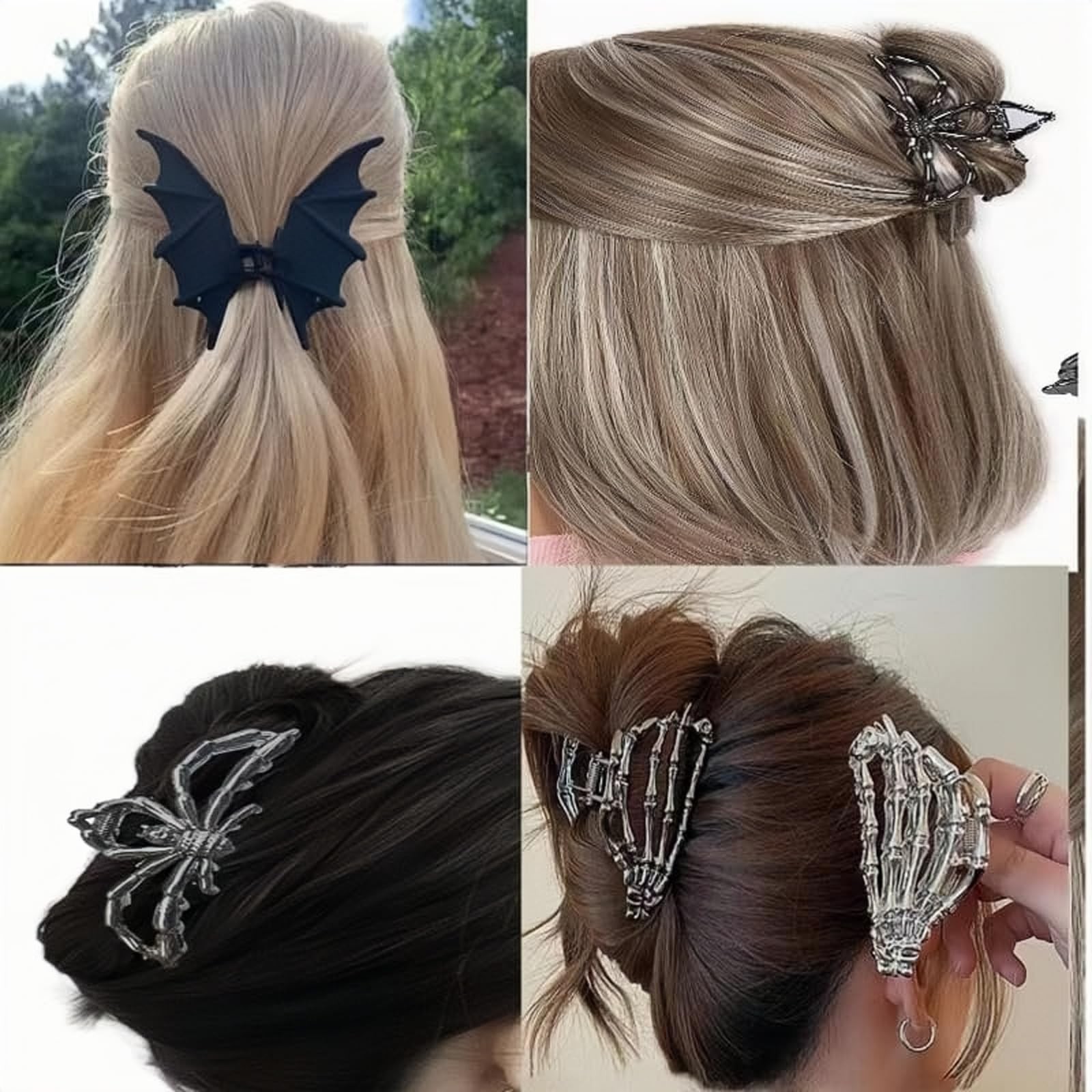Jiajiubai 3-Pack Gothic Skeleton Hand Hair 1 Count (Pack of 1), black248