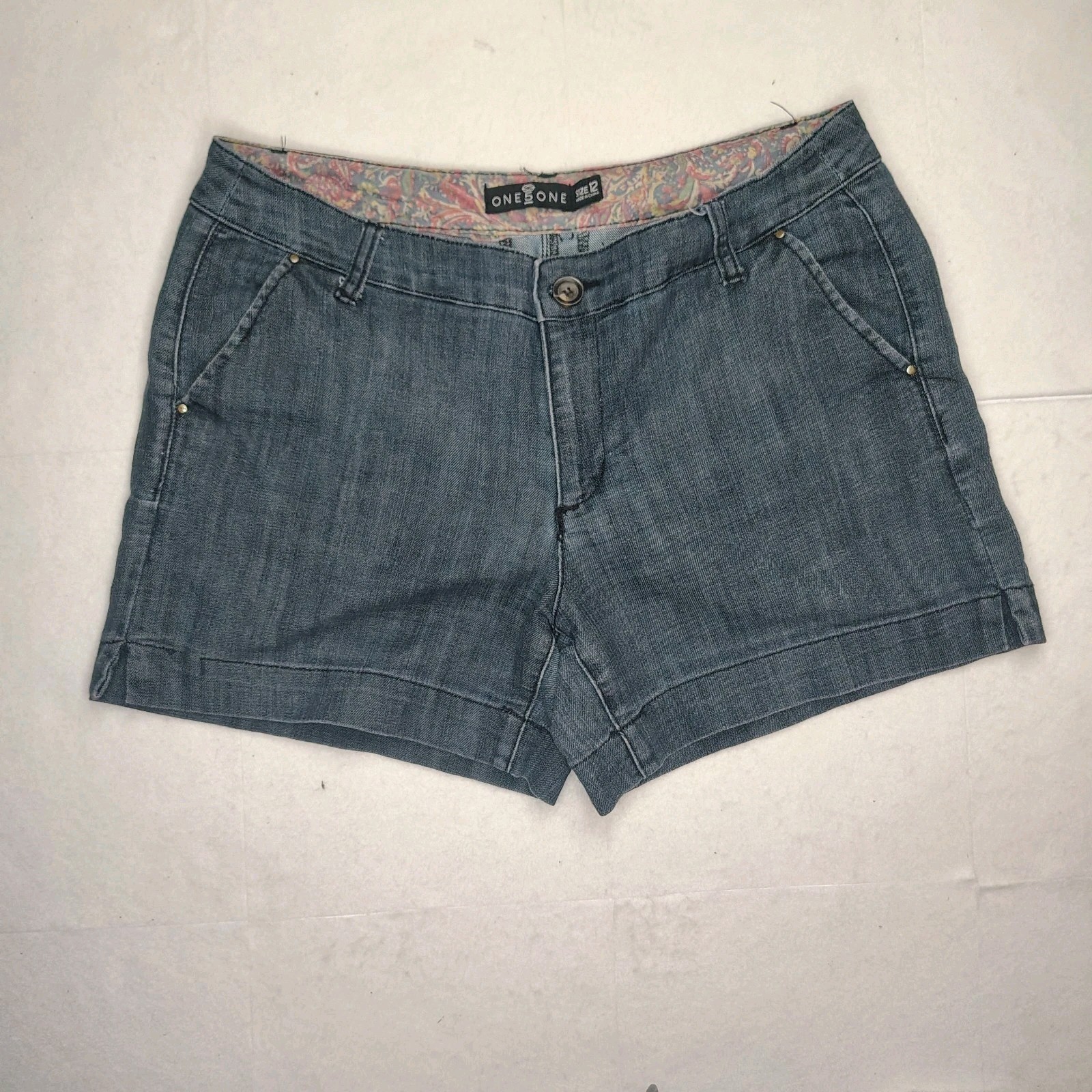 One 5 One Jean Shorts Women’s 12 Dark Wash 34×4.5″