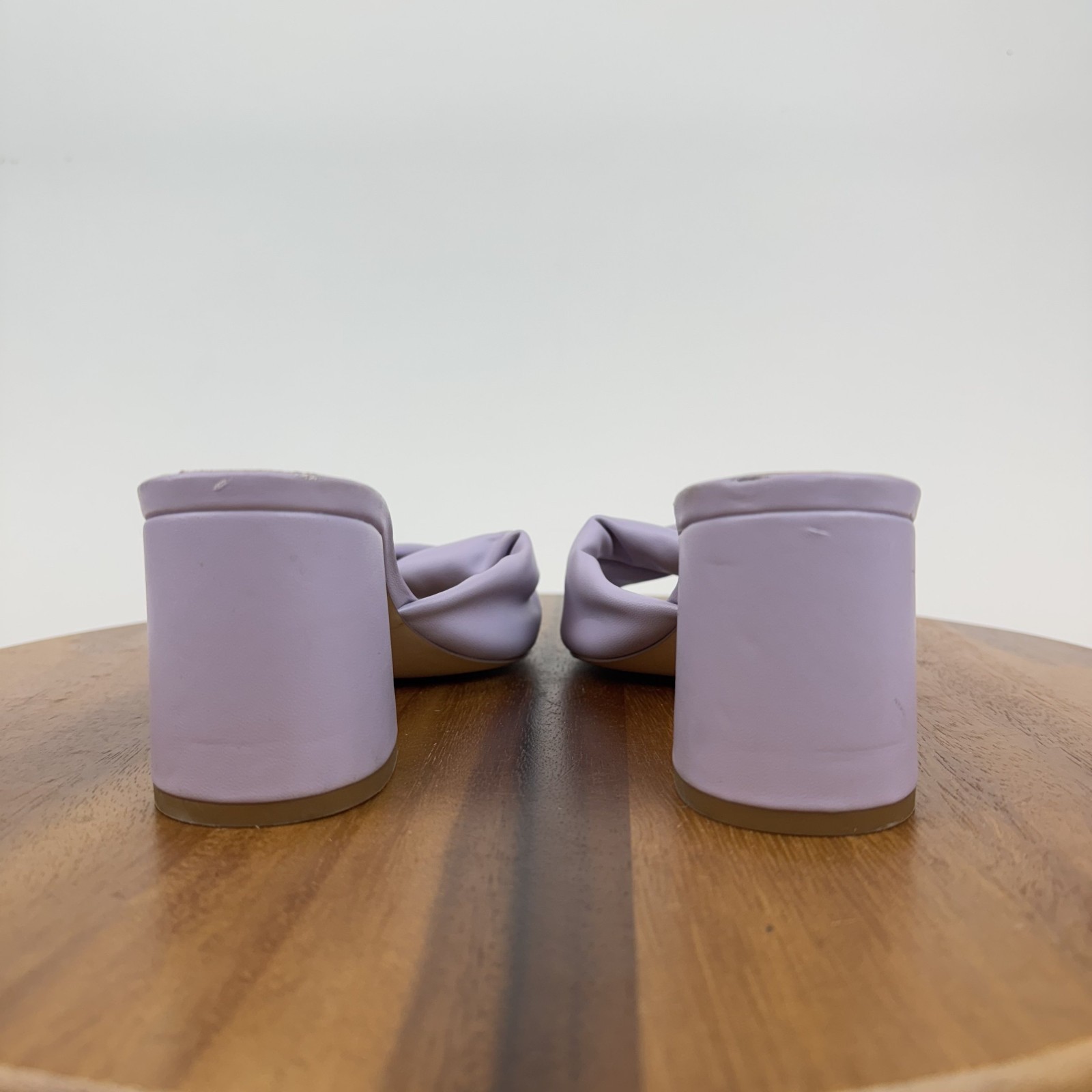 Womens Nordstrom Rack Loredo Lilac Faux Leather Heeled Slide Sandals Size 8 M